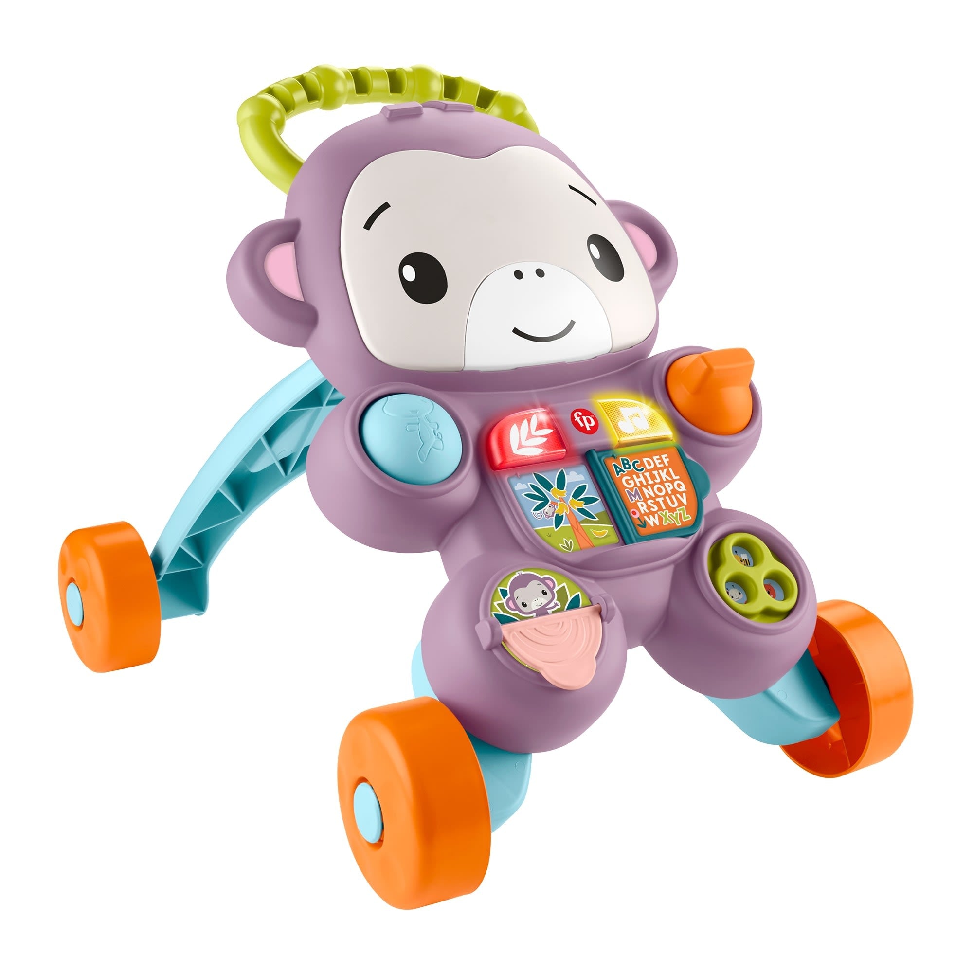 Fisher-Price Learn With Me Purple Monkey Push Walker, Baby Musical Learning Activity Toy