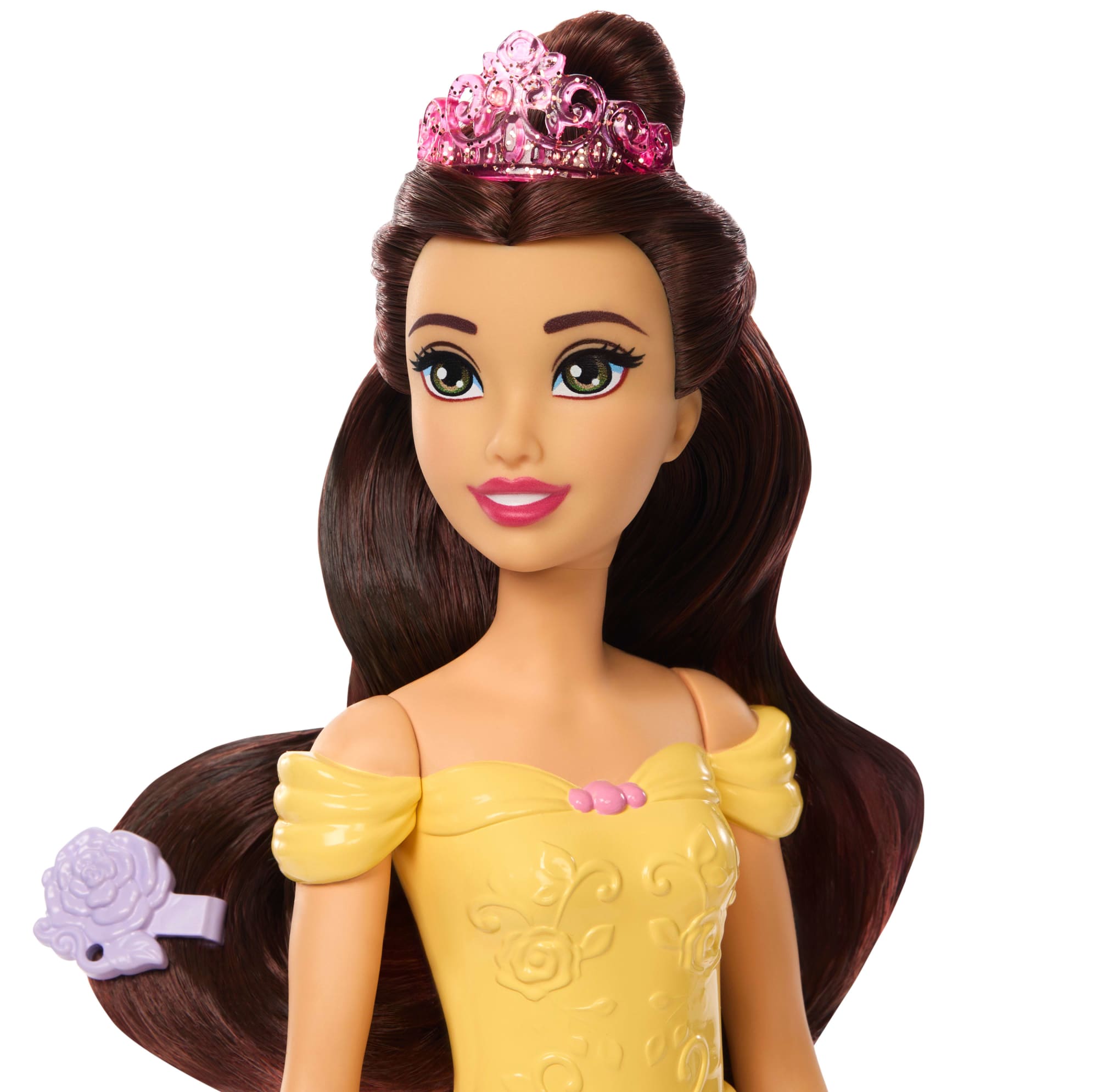 Disney Princess Bathe & Brush Belle Fashion Doll & Dog Figure With Color Change & Accessories