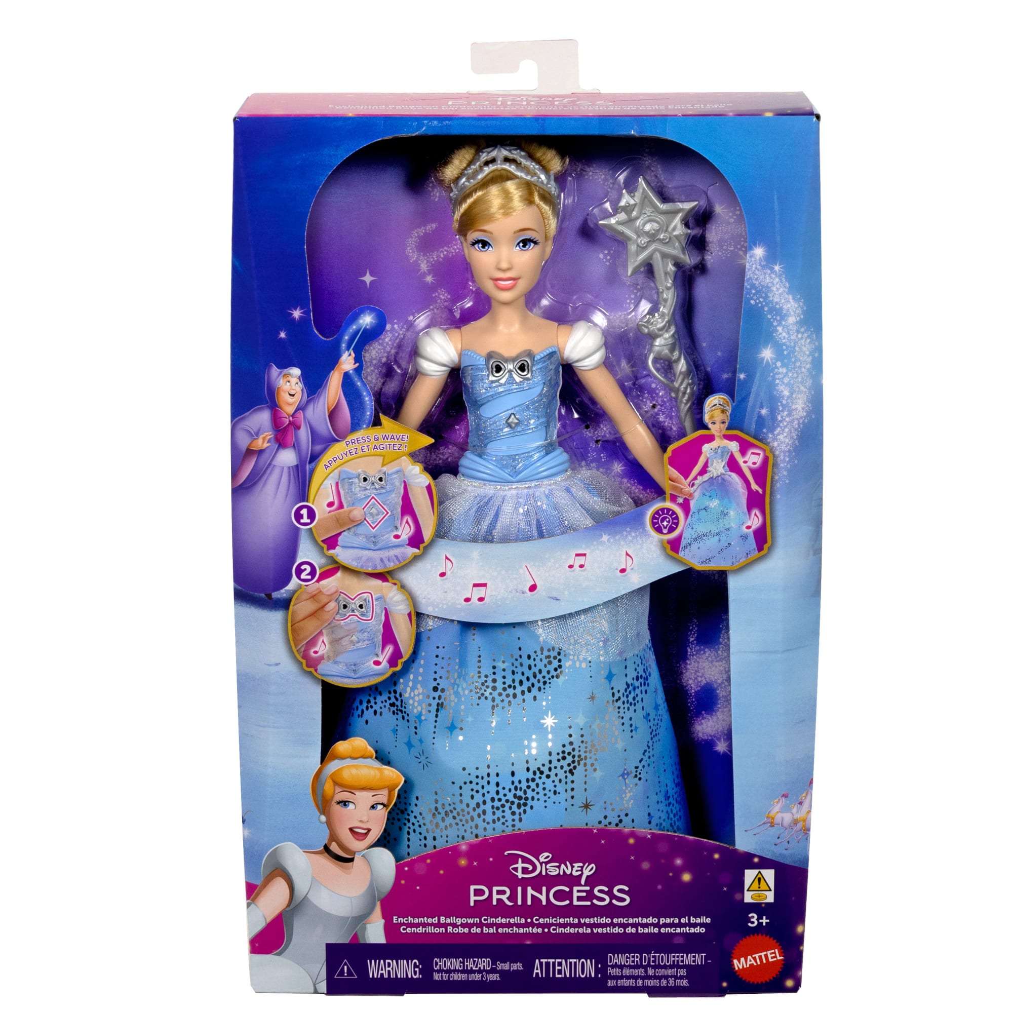 Disney Princess Enchanted Ballgown Cinderella Fashion Doll With Lights & Sounds, inspired By Movie