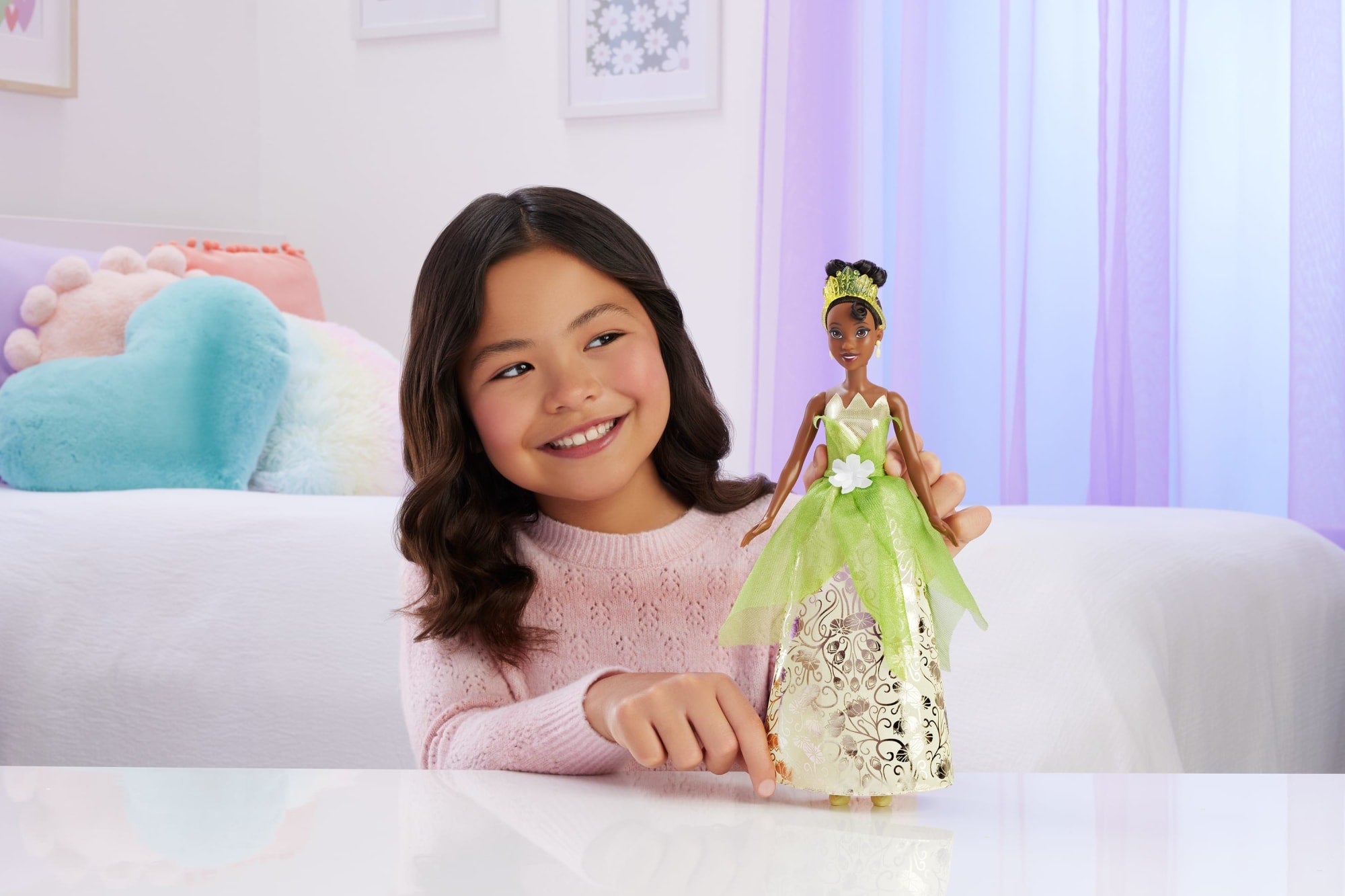Disney Princess Enchanted Stories Tiana Fashion Doll With Sparkling Dress & Accessories, Posable