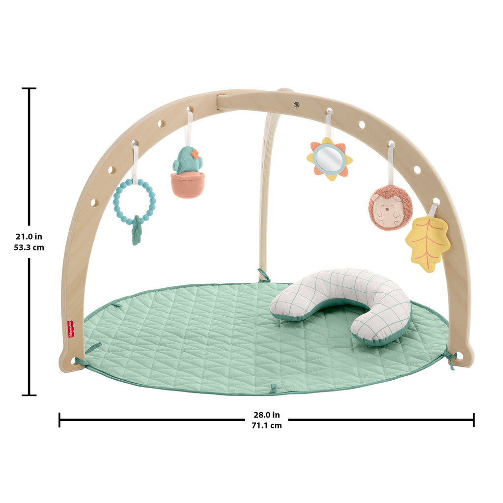 Fisher-Price Wooden Lay And Play Deluxe Activity Gym Baby Playmat With Developmental Toys