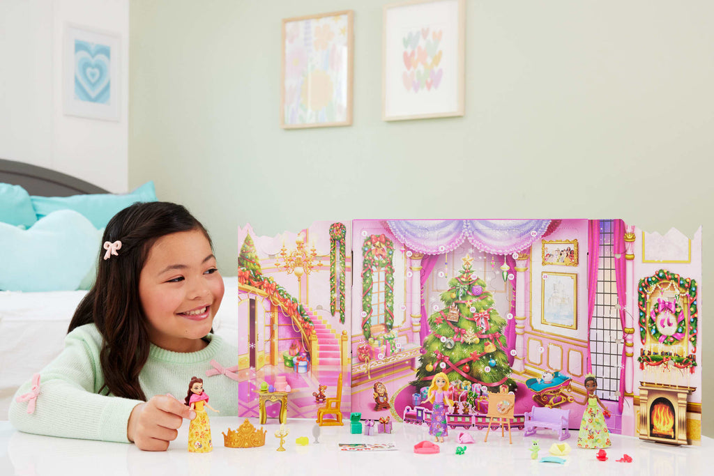 Disney Princess Advent Calendar With 24 Days Of Gifts, including 3 Small Dolls, 3 Friends & 22 Accy