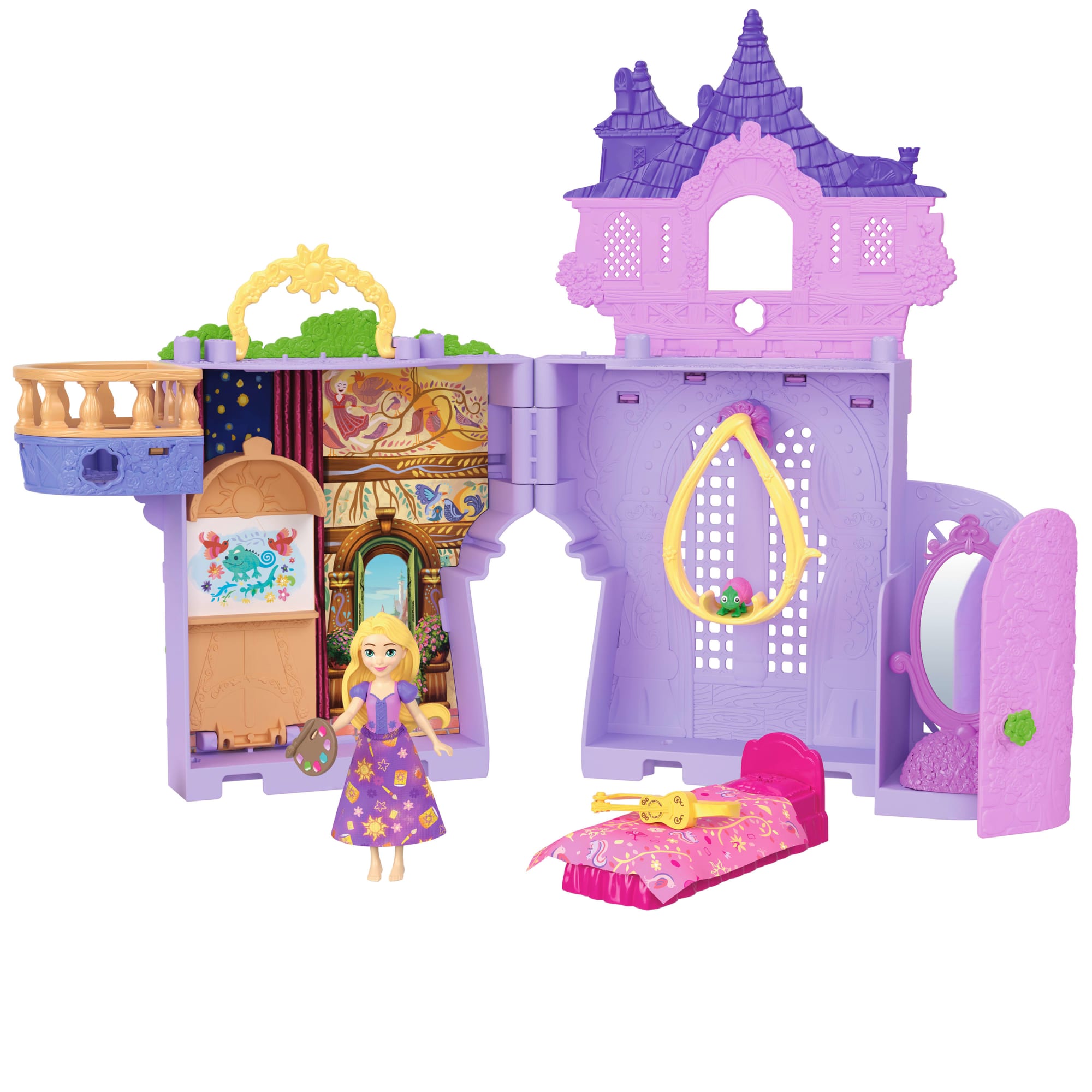 Disney Princess Rapunzel Storytime Stackers Doll House, Small Doll, Pascal Figure & 7 Accessories