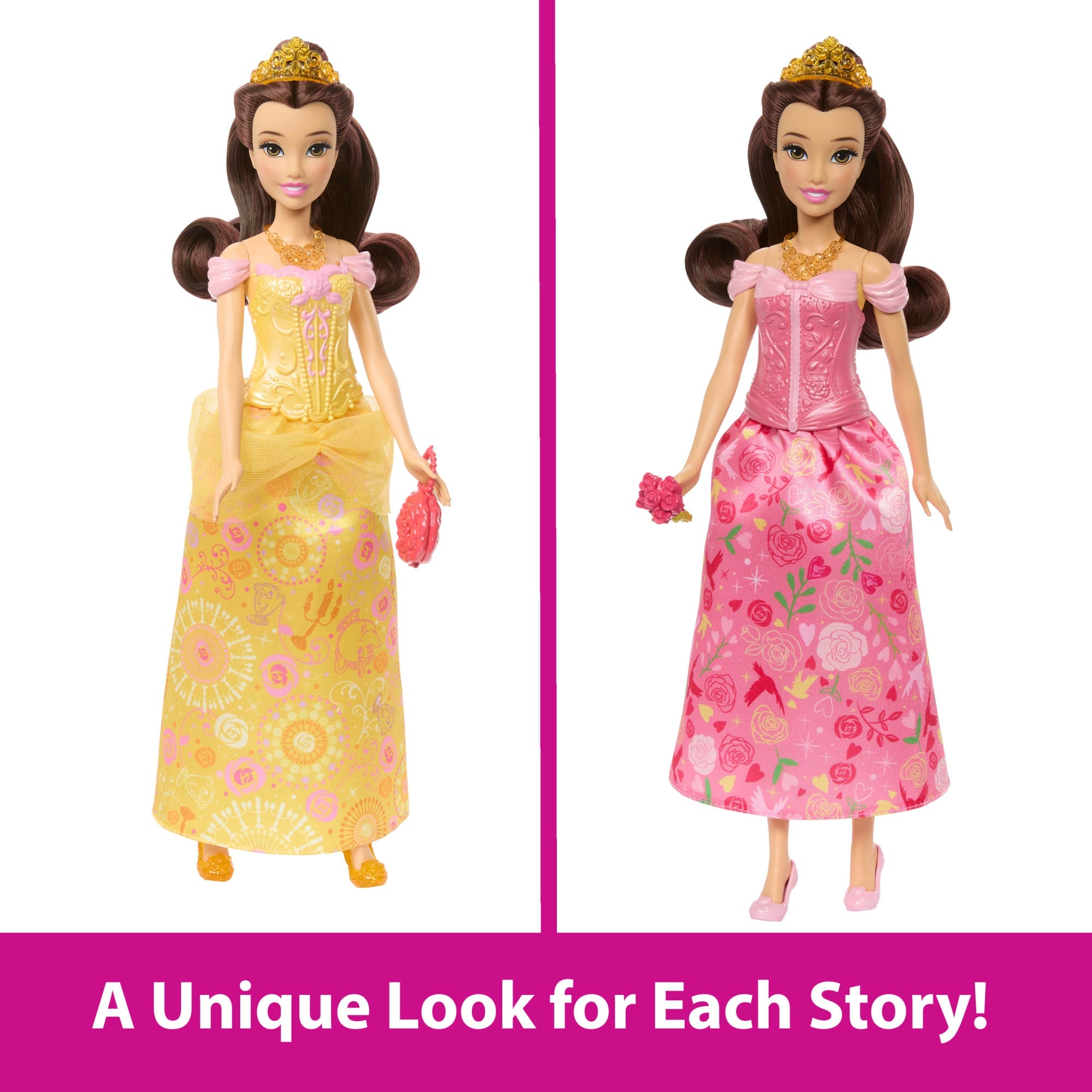 Disney Princess 2-In-1 Stories Belle Fashion Doll With 2 Snap-On Bodices, 2 Skirts & 9 Accessories