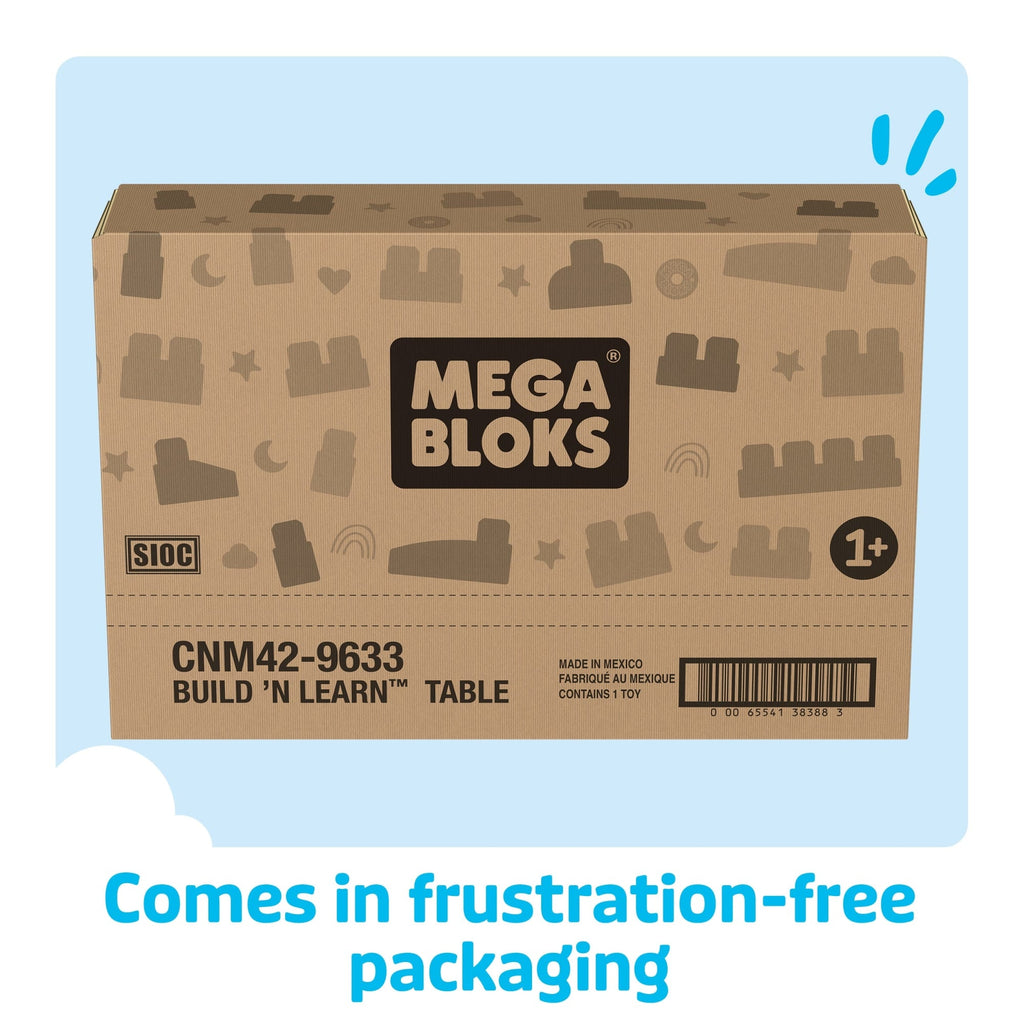 MEGA BLOKS First Builders Build ‘n Learn Table Block Toy With Storage (30 Pieces) For Toddler