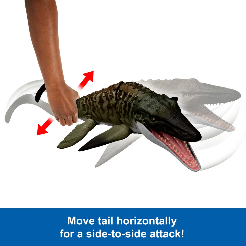 Jurassic World Rebirth Bite N Blast Mosasaurus Action Figure And Mini Dilophosaurus, Dinosaur Toy