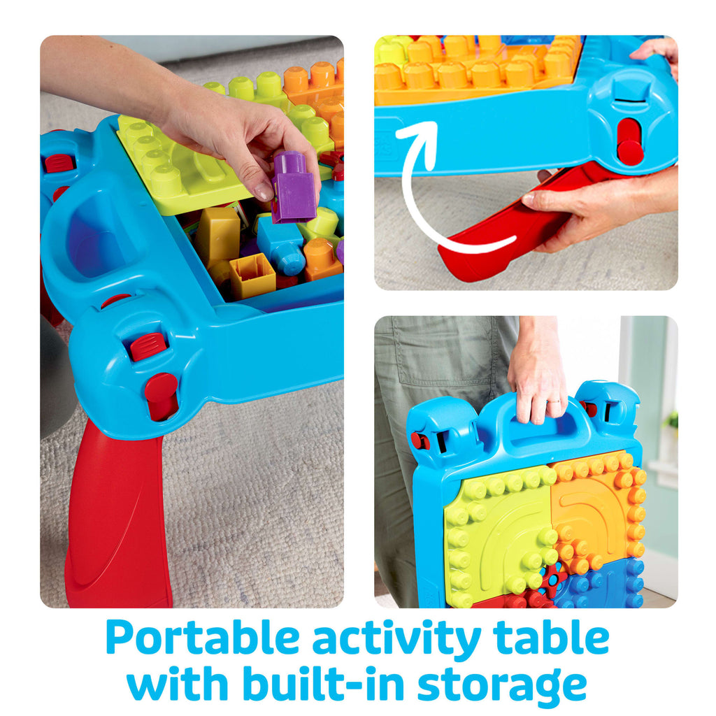 MEGA BLOKS First Builders Build ‘n Learn Table Block Toy With Storage (30 Pieces) For Toddler