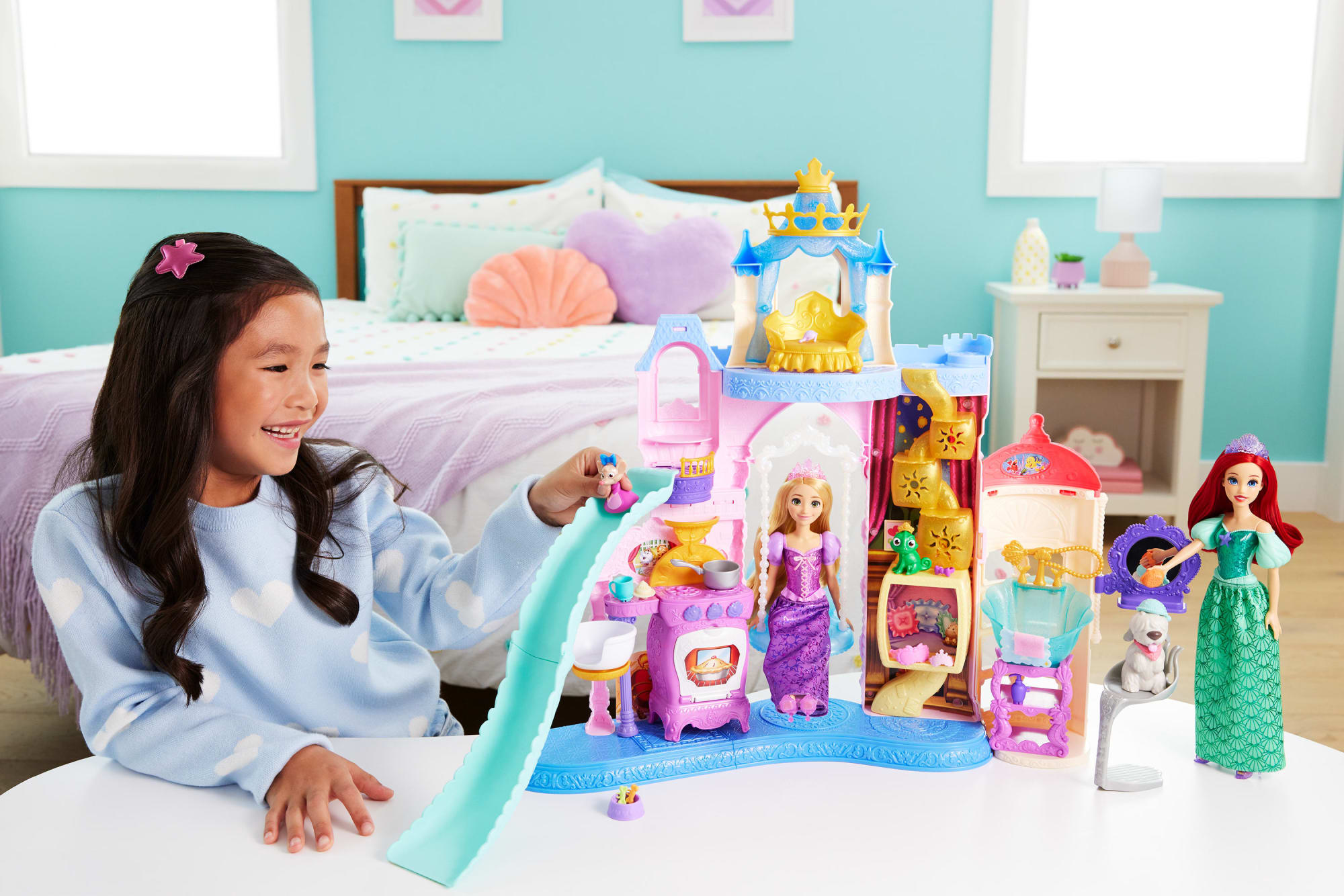 Disney Princess Pet Palace Playset With 7 Play Areas, 3 Animal Friends & 20+ Furniture & Accy