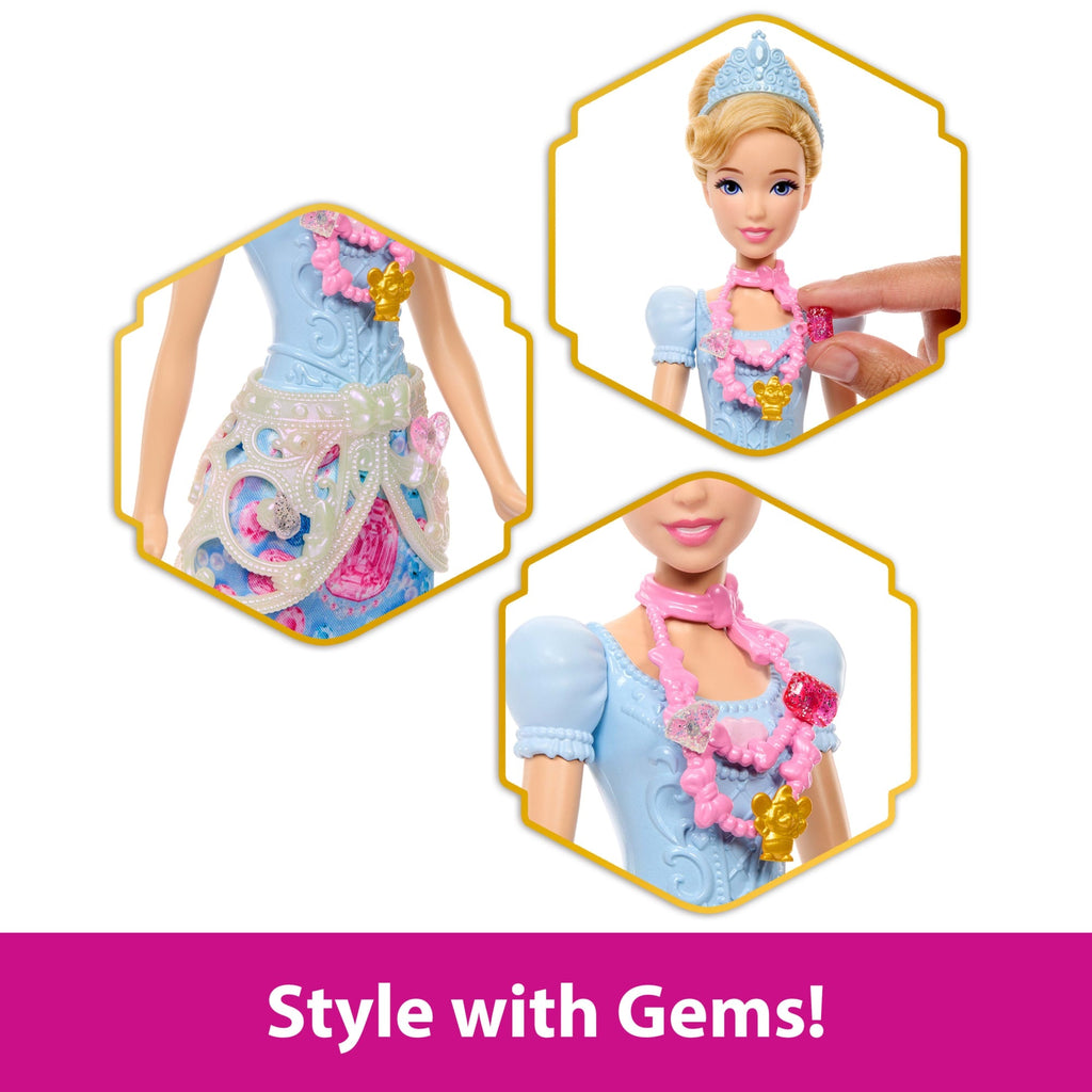 Disney Princess Jewel Reveal Cinderella Fashion Doll W/ 8 Surprises Including Gem Box & Accessories