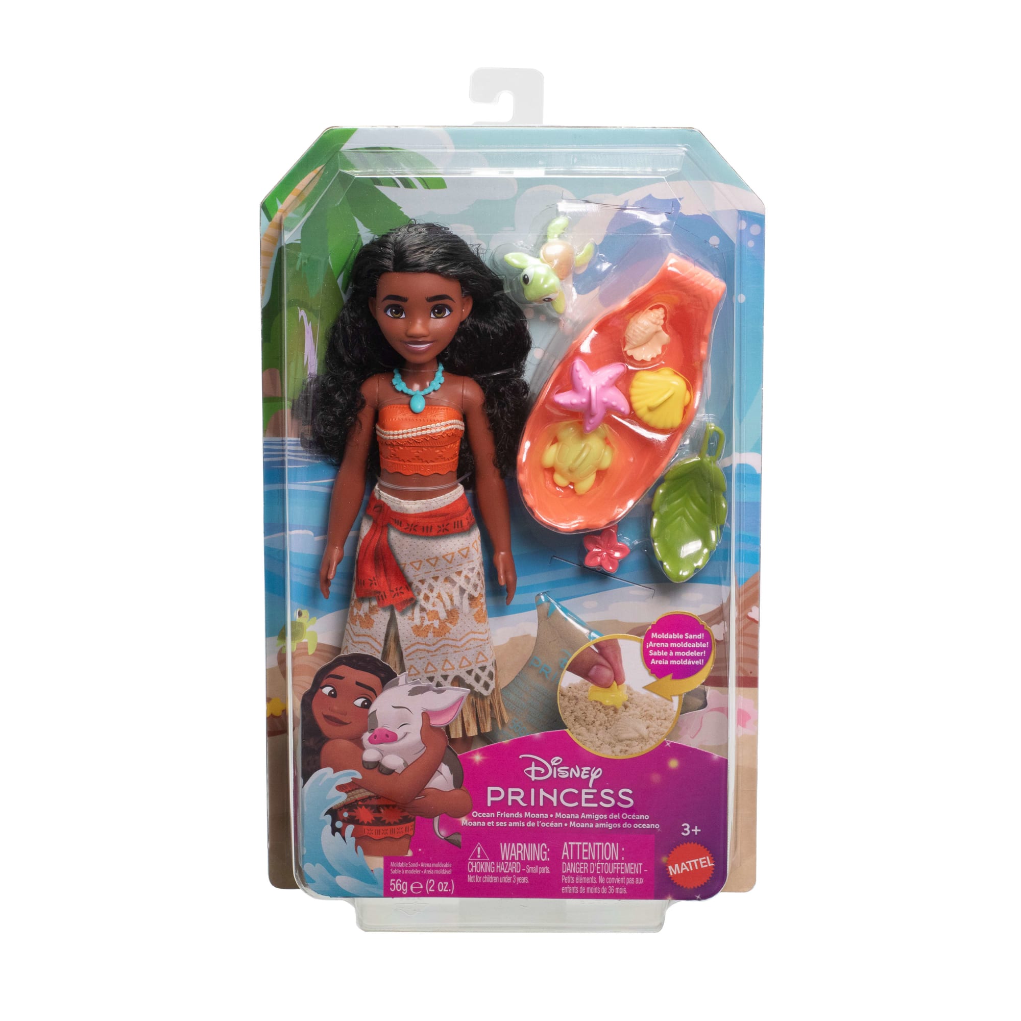 Disney Princess Ocean Friends Moana Doll With Moldable Sand, Animal Friend & 8 Accessories