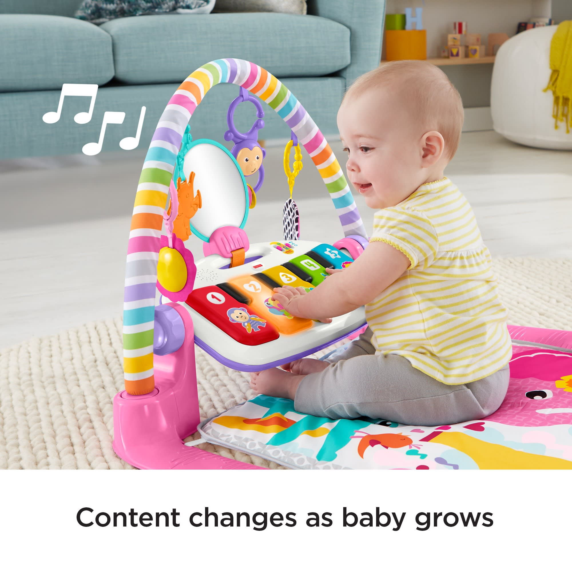 Fisher-Price Deluxe Kick & Play Piano Gym - Pink - English Version