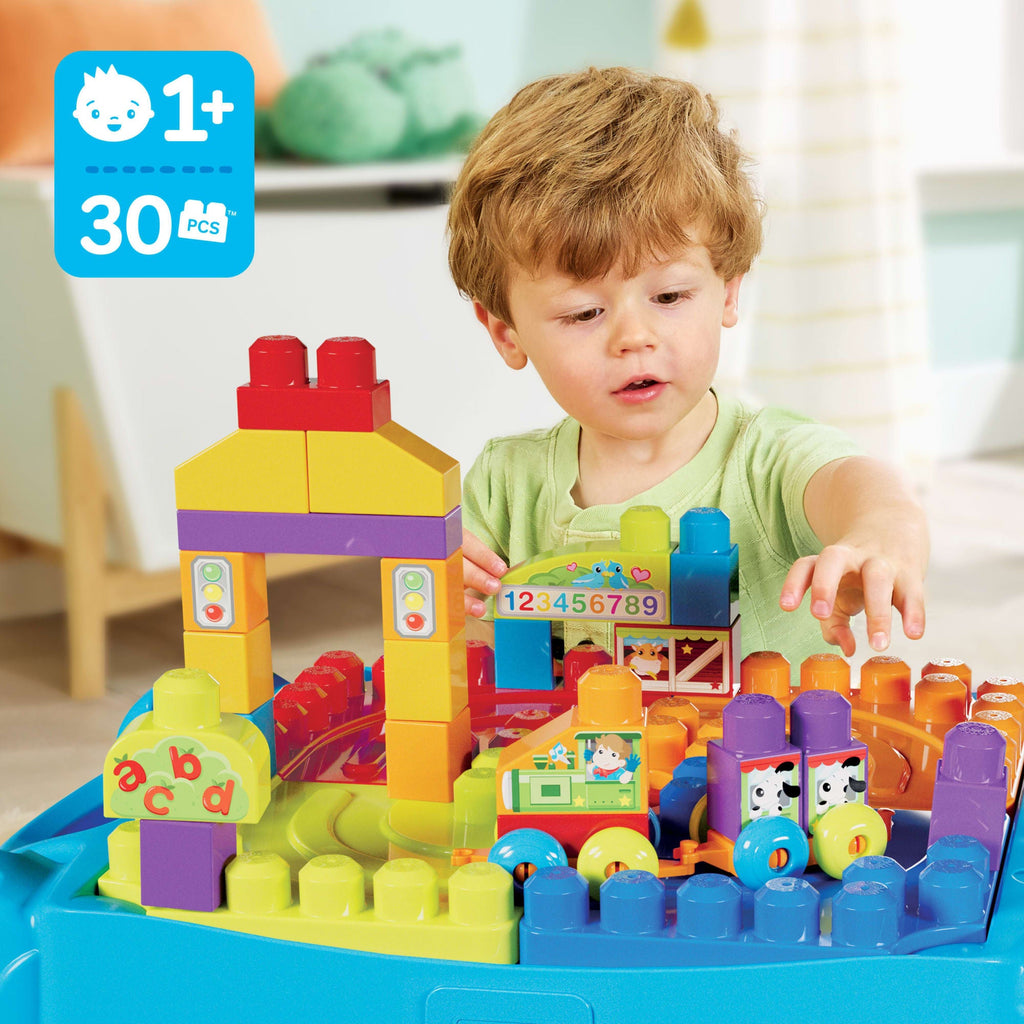 MEGA BLOKS First Builders Build ‘n Learn Table Block Toy With Storage (30 Pieces) For Toddler