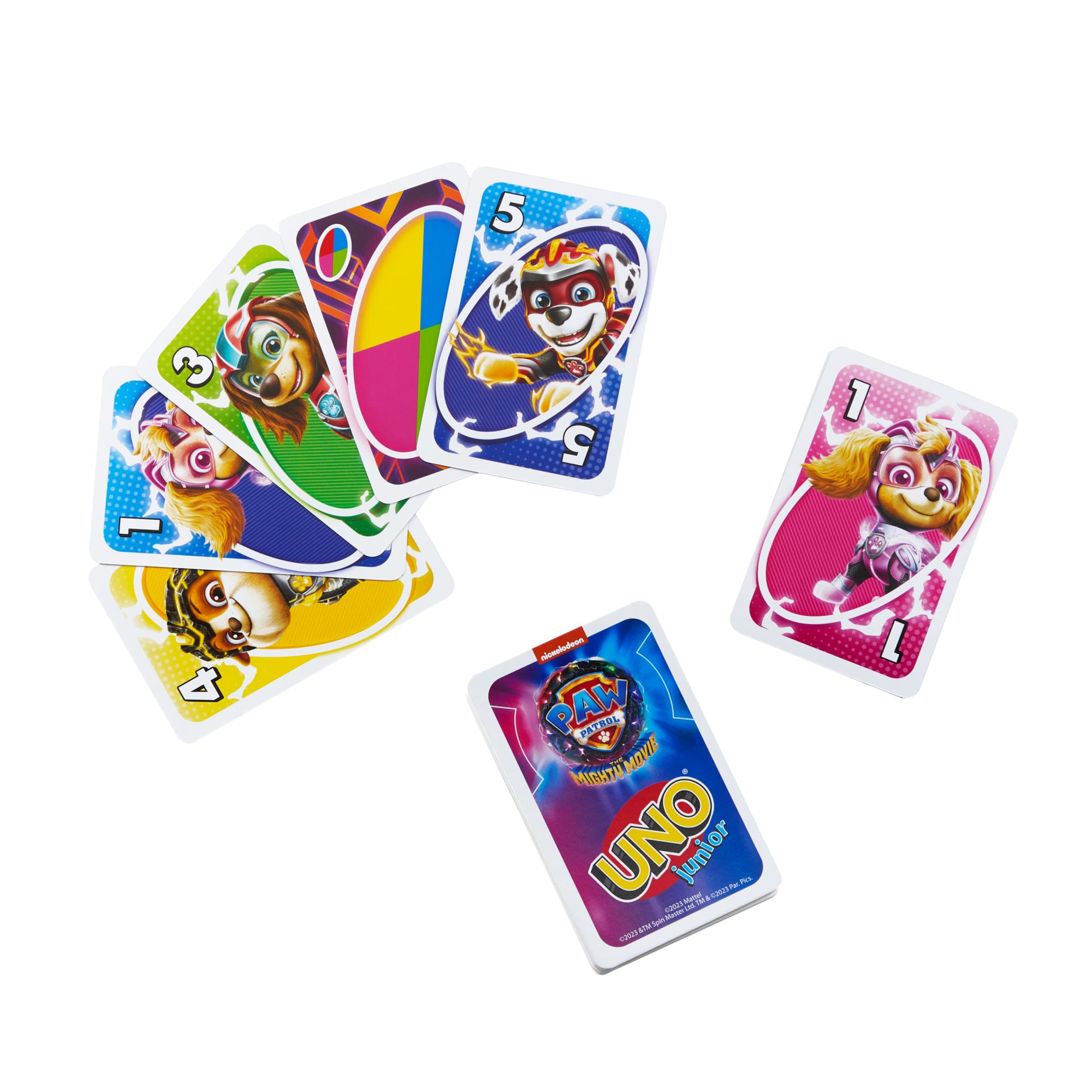 UNO Junior Paw Patrol: The Mighty Movie Kids Card Game For Family Night Featuring 3 Levels Of Play