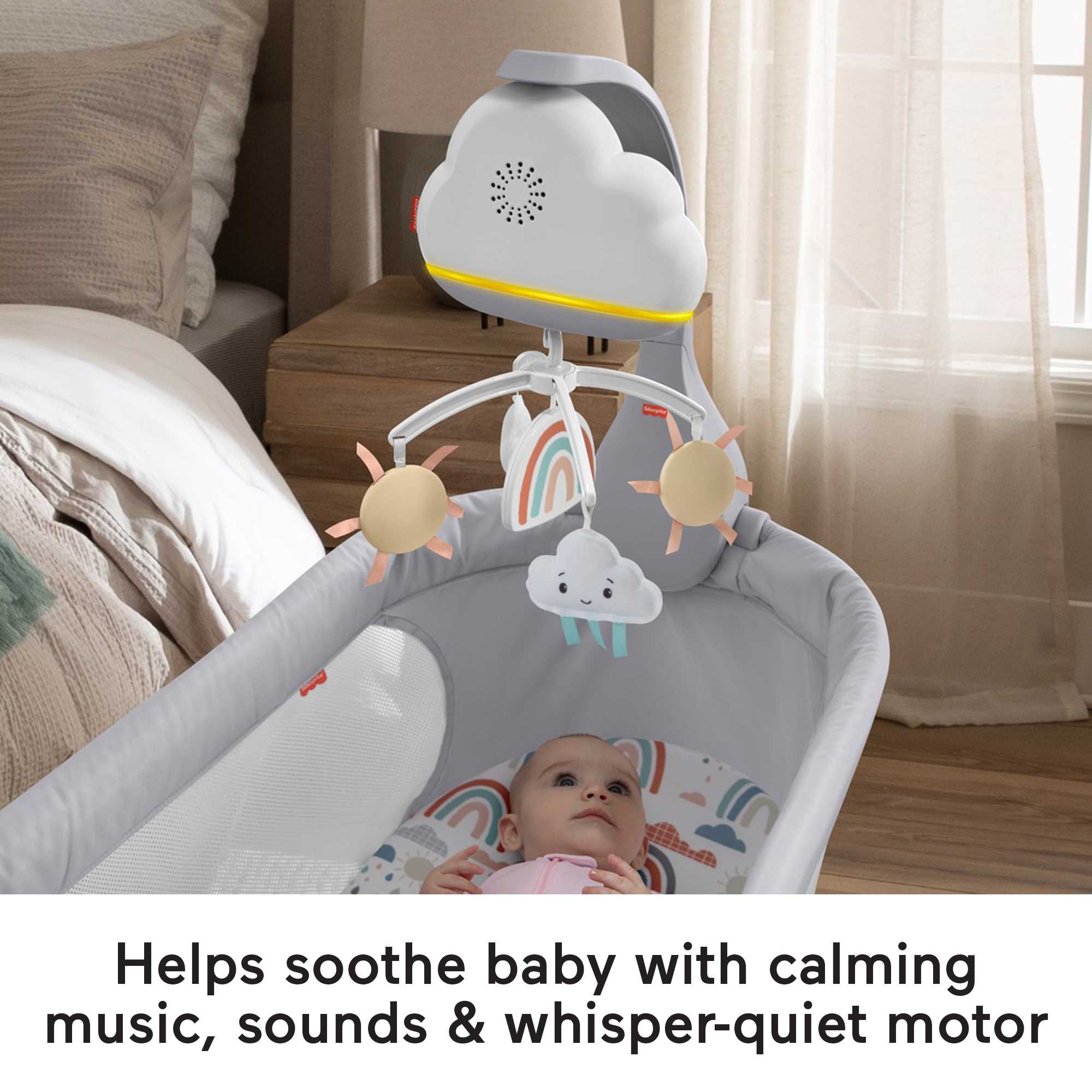 Fisher-Price Rainbow Showers Bassinet To Bedside Mobile