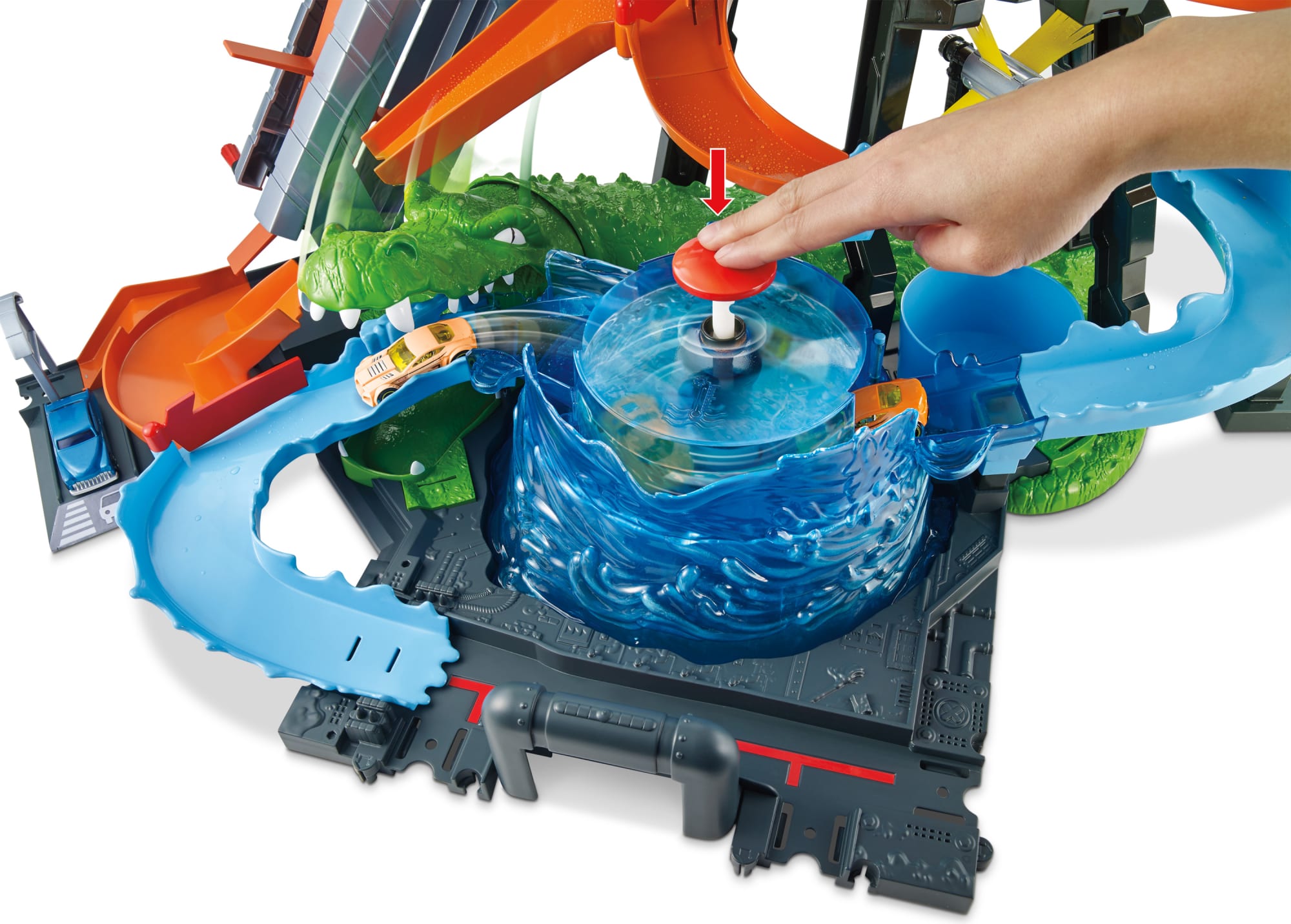 Hot Wheels Ultimate Gator Car Wash Play Set With Color Shifters Car