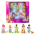 Disney Princess & Friends Set With 5 Small Dolls in Sparkling Outfits & 5 Friend Figures