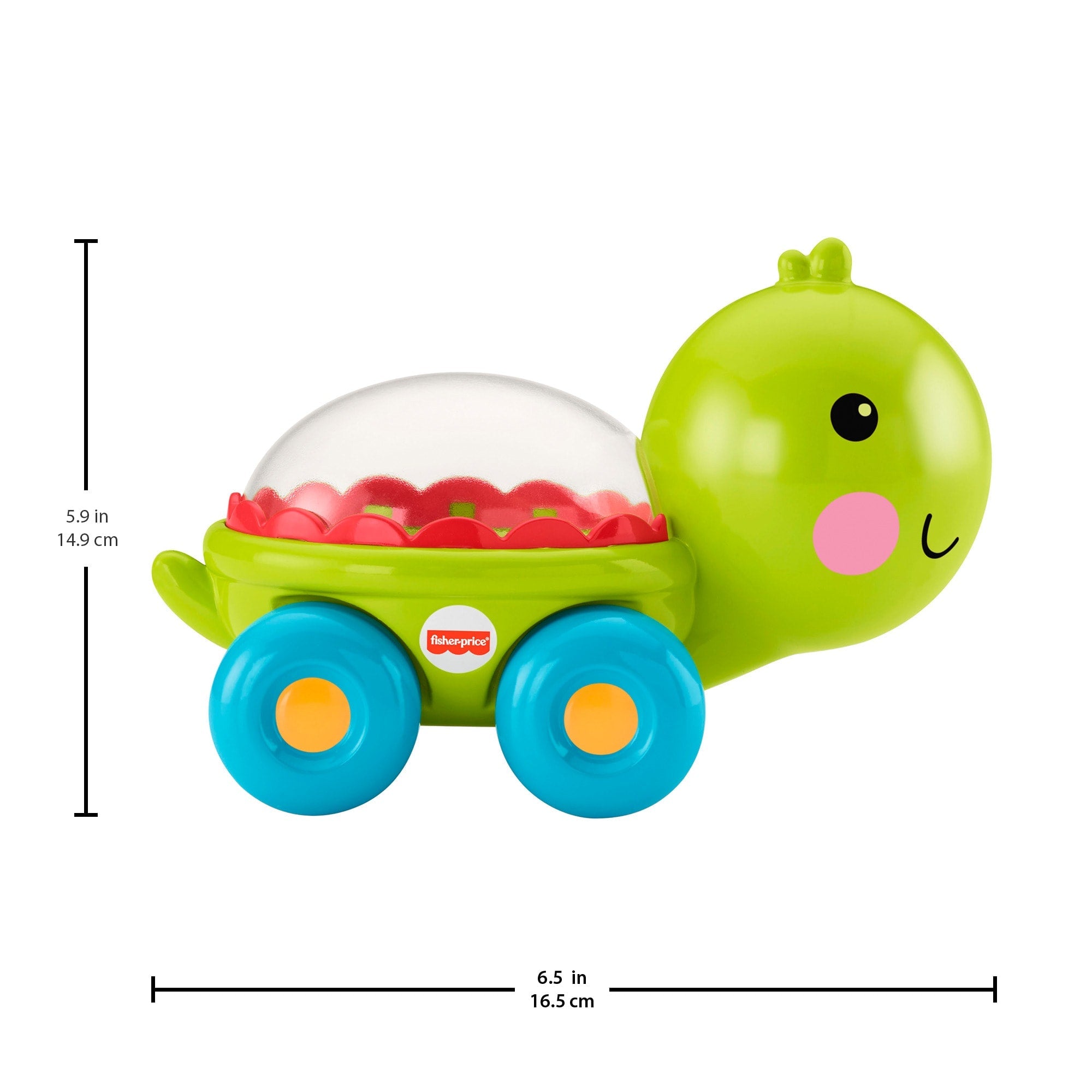 Fisher-Price Poppity Pop Turtle Push-Along Vehicle With Sounds For Infant Crawling Play