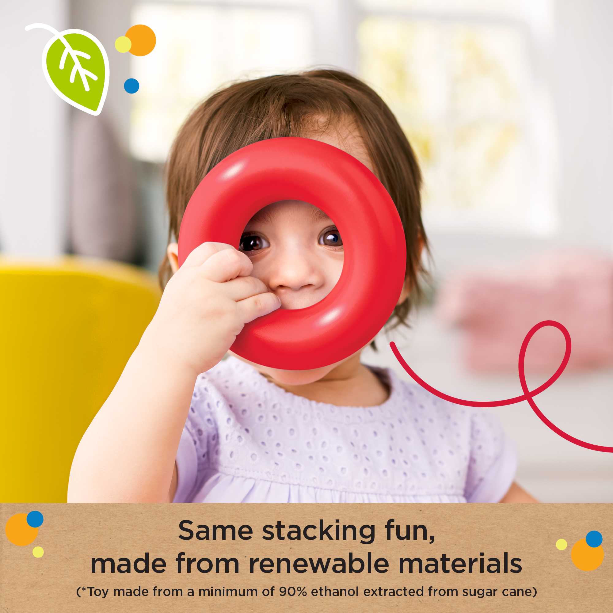Fisher-Price Rock-A-Stack Baby Toy, Ring Stacking Toy, Plant-Based Materials, Infant And Toddler Toy