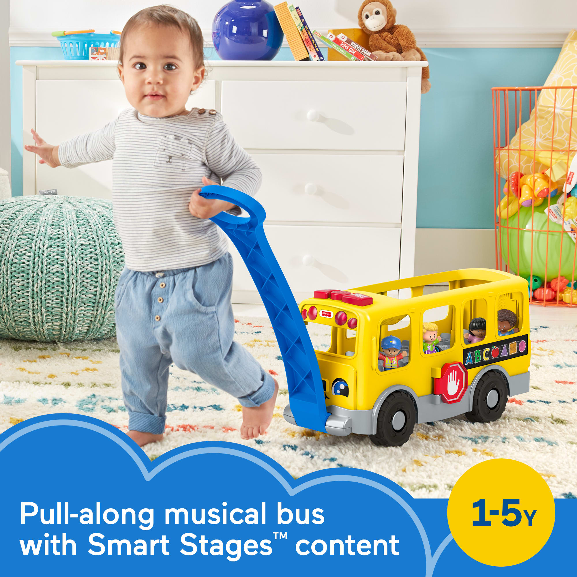 Fisher-Price Little People Big Yellow School Bus, Musical Pull Toy