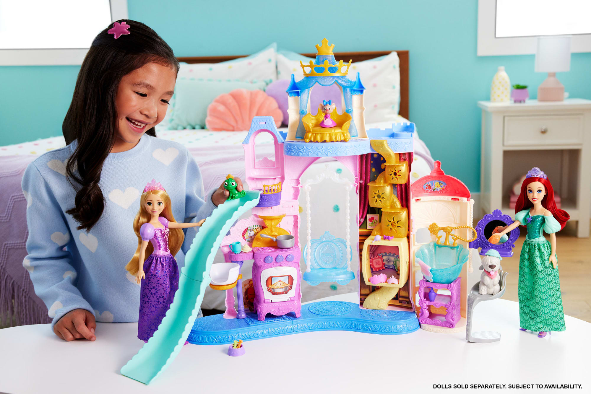 Disney Princess Pet Palace Playset With 7 Play Areas, 3 Animal Friends & 20+ Furniture & Accy