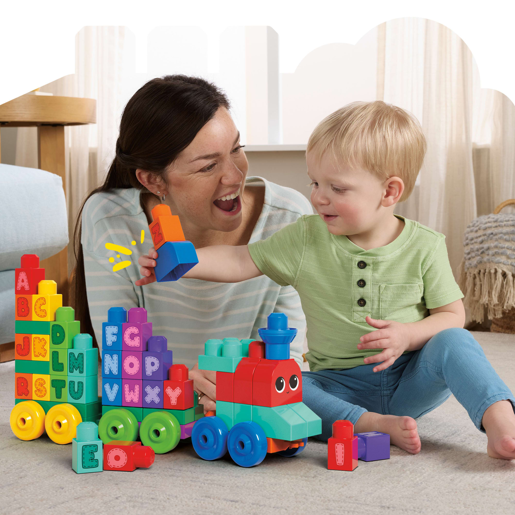 MEGA BLOKS ABC Learning Train Fisher Price Building Toy Blocks (60 Pieces) For Toddler