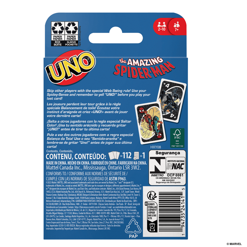 UNO The Amazing Spider-Man Card Game For Kids, Adults & Family Night Inspired By Marvel Comic Book Series