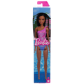 Beach Barbie Doll With Dark Brown Hair Wearing Tropical Purple Swimsuit