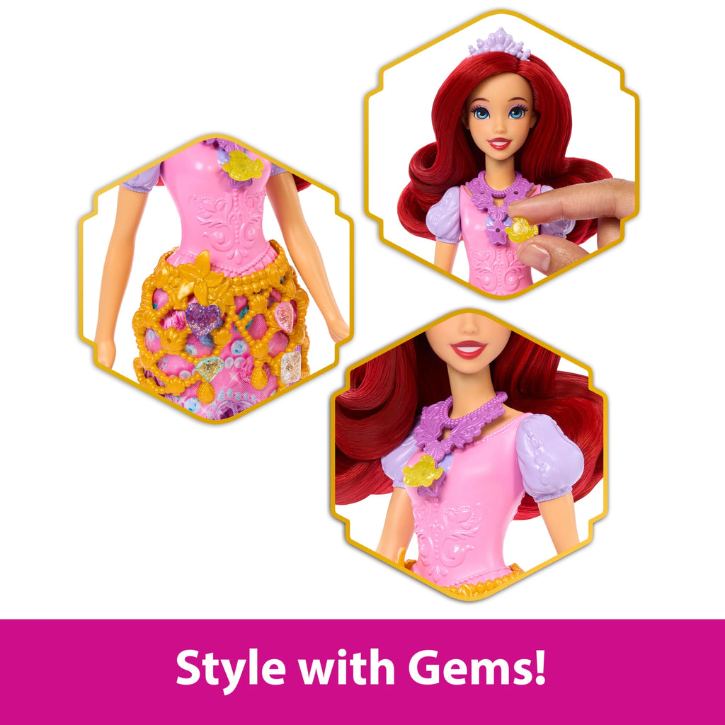 Disney Princess Jewel Reveal Ariel Fashion Doll W/ 8 Surprises Including Gem Box & 10 Accessories
