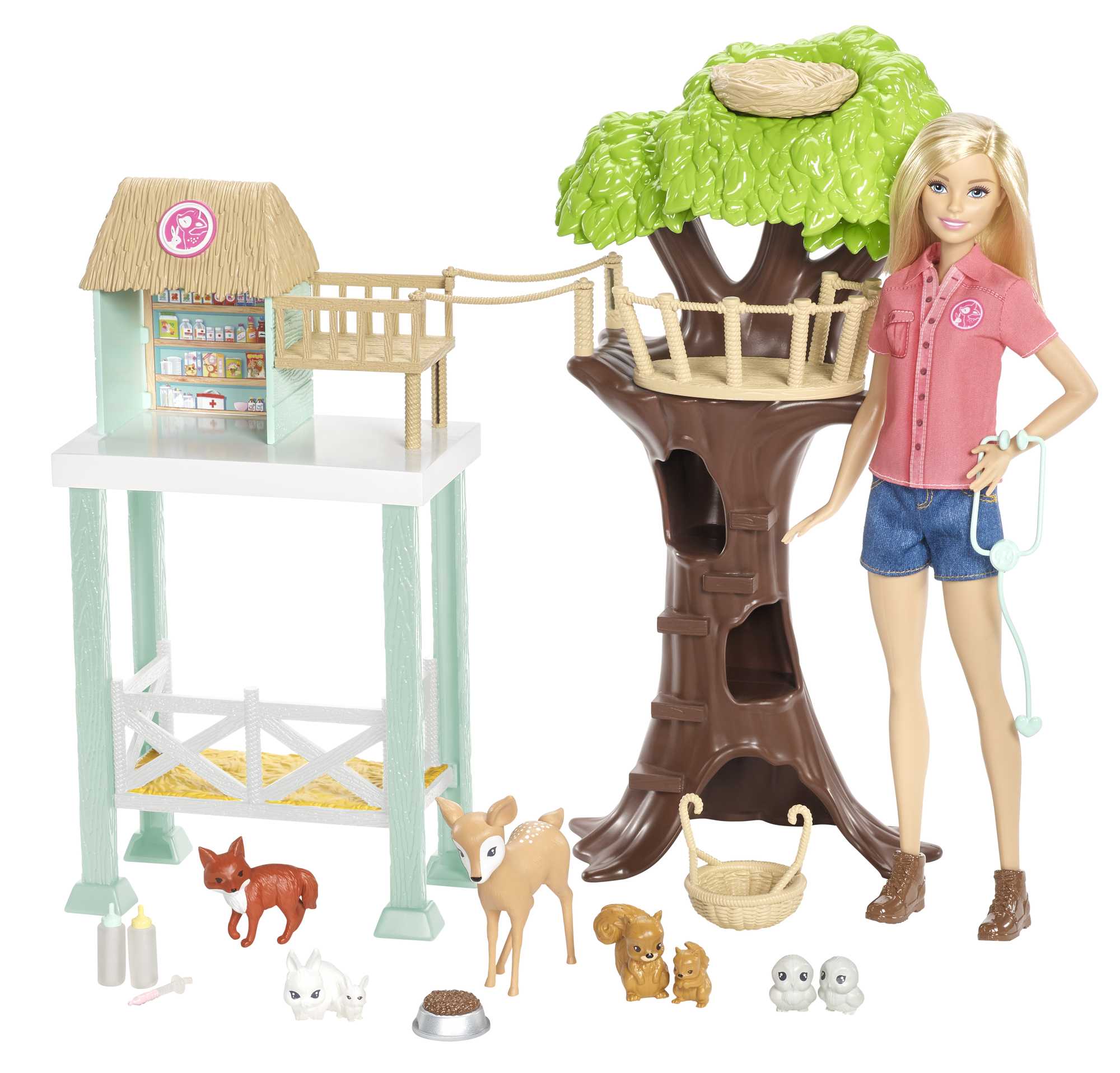 Barbie Pet Rescue Center 8 Animals & Accessories Doll Playsets