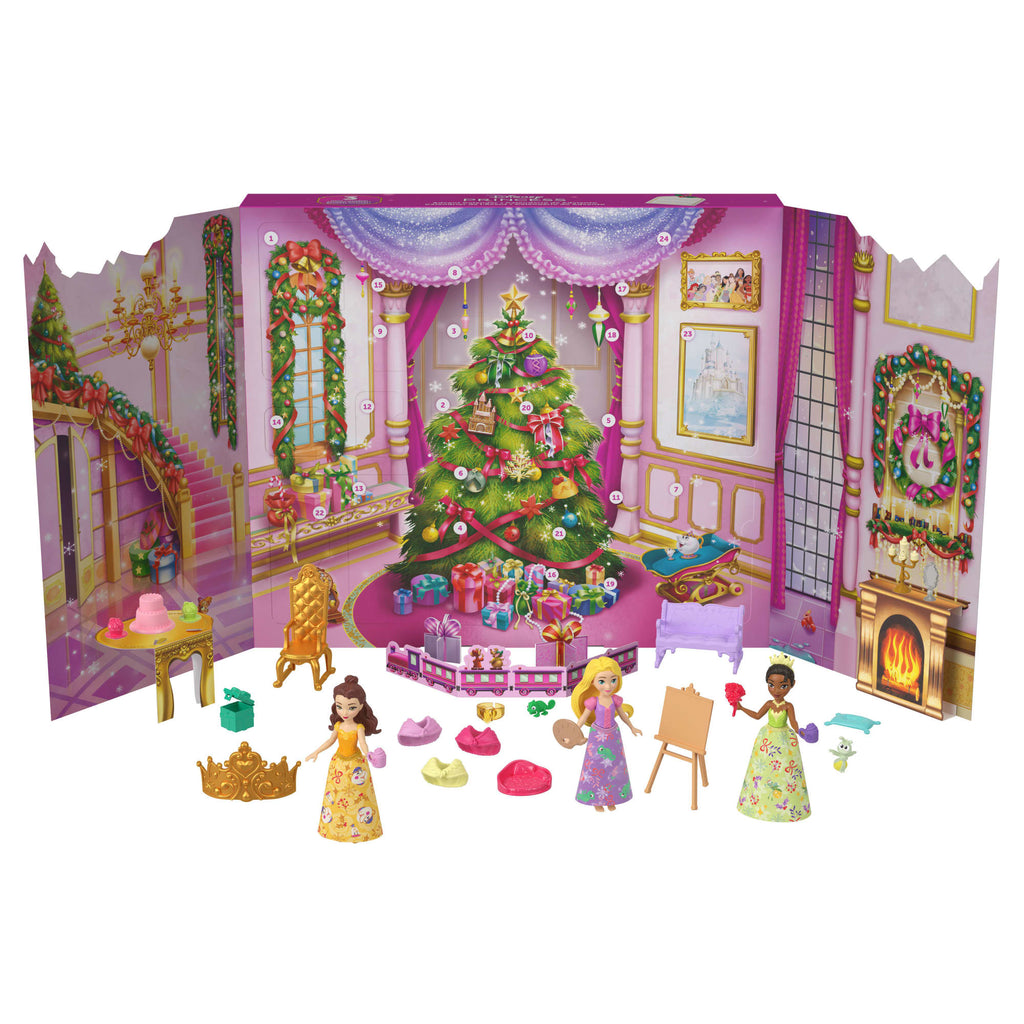 Disney Princess Advent Calendar With 24 Days Of Gifts, including 3 Small Dolls, 3 Friends & 22 Accy
