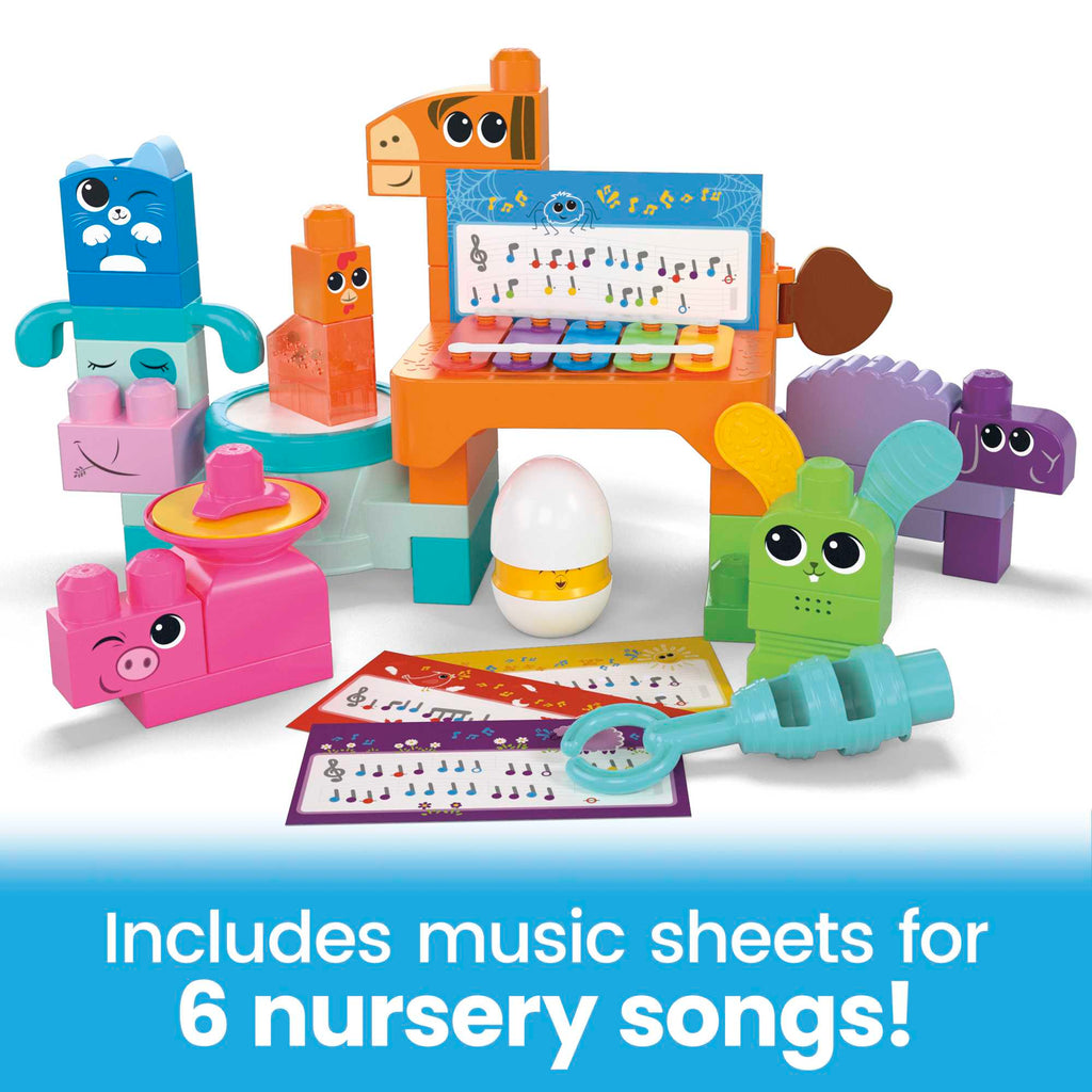 MEGA Bloks Fisher Price Musical Farm Band Sensory Block Toy (45 Pieces) For Toddler