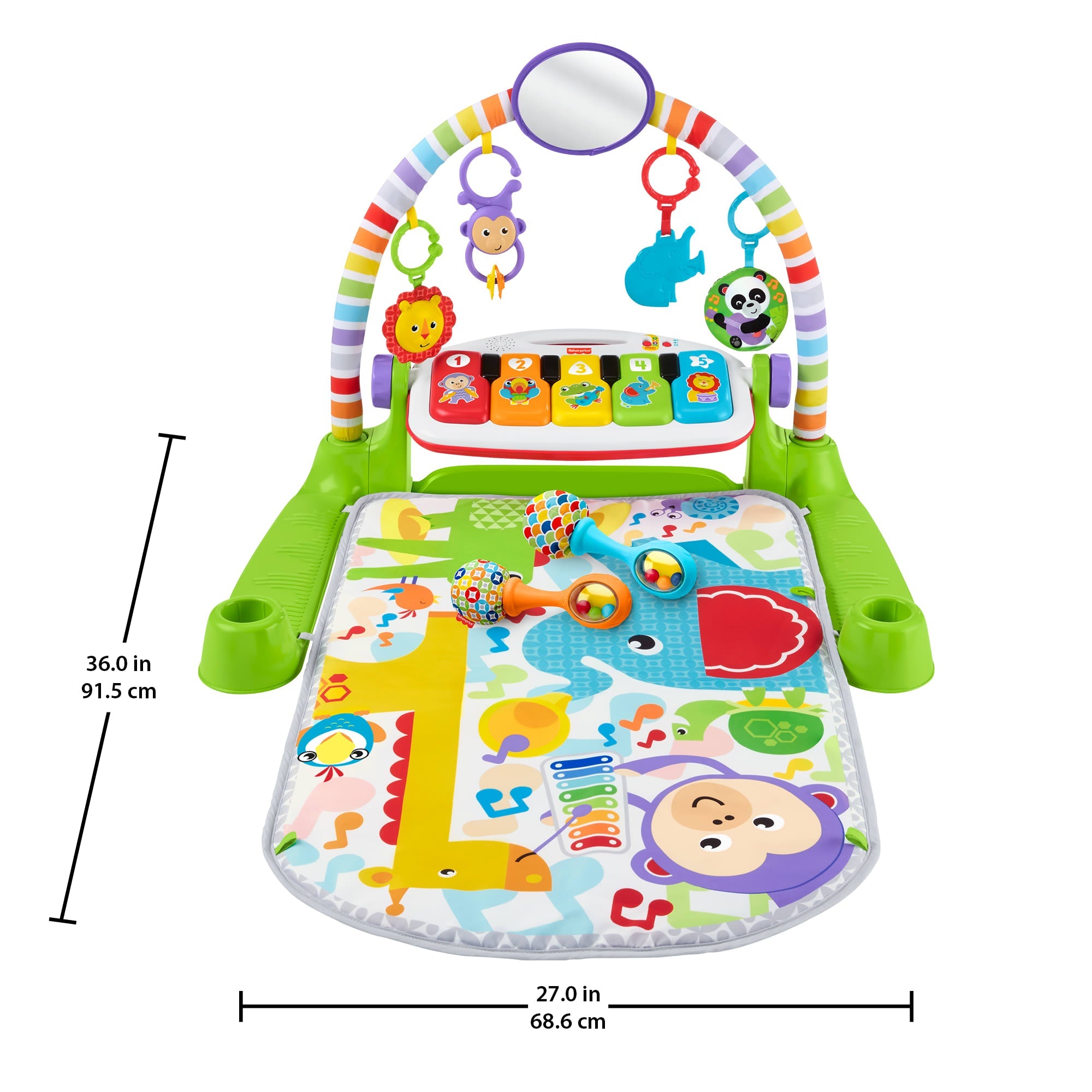 Fisher-Price Deluxe Kick & Play Piano Baby Gym Learning Toy & Newborn Rattle Maracas