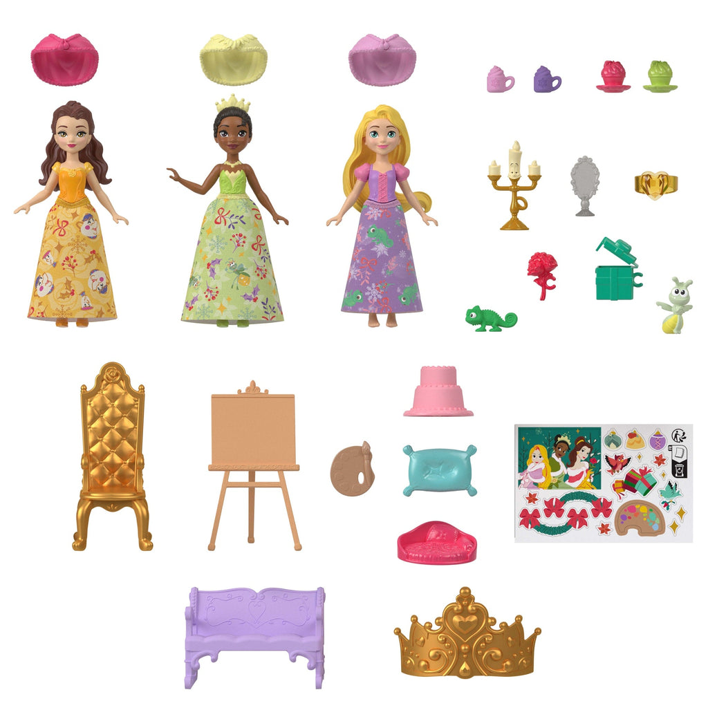 Disney Princess Advent Calendar With 24 Days Of Gifts, including 3 Small Dolls, 3 Friends & 22 Accy