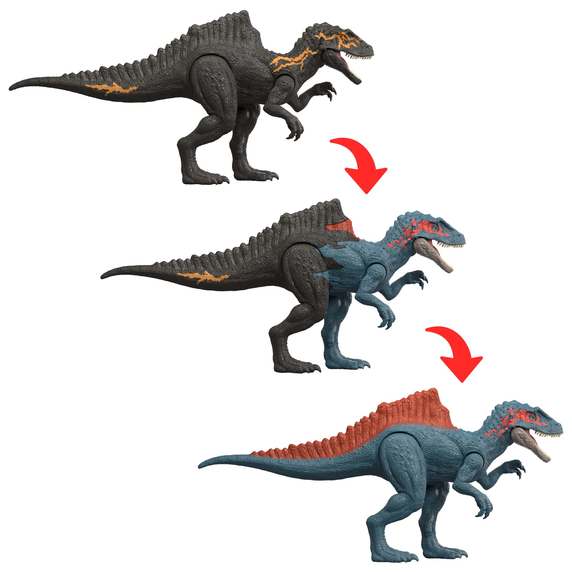 Jurassic World Dino Reveal Deluxe Dinosaur Action Figure Toys, Peel Off Color Change Play