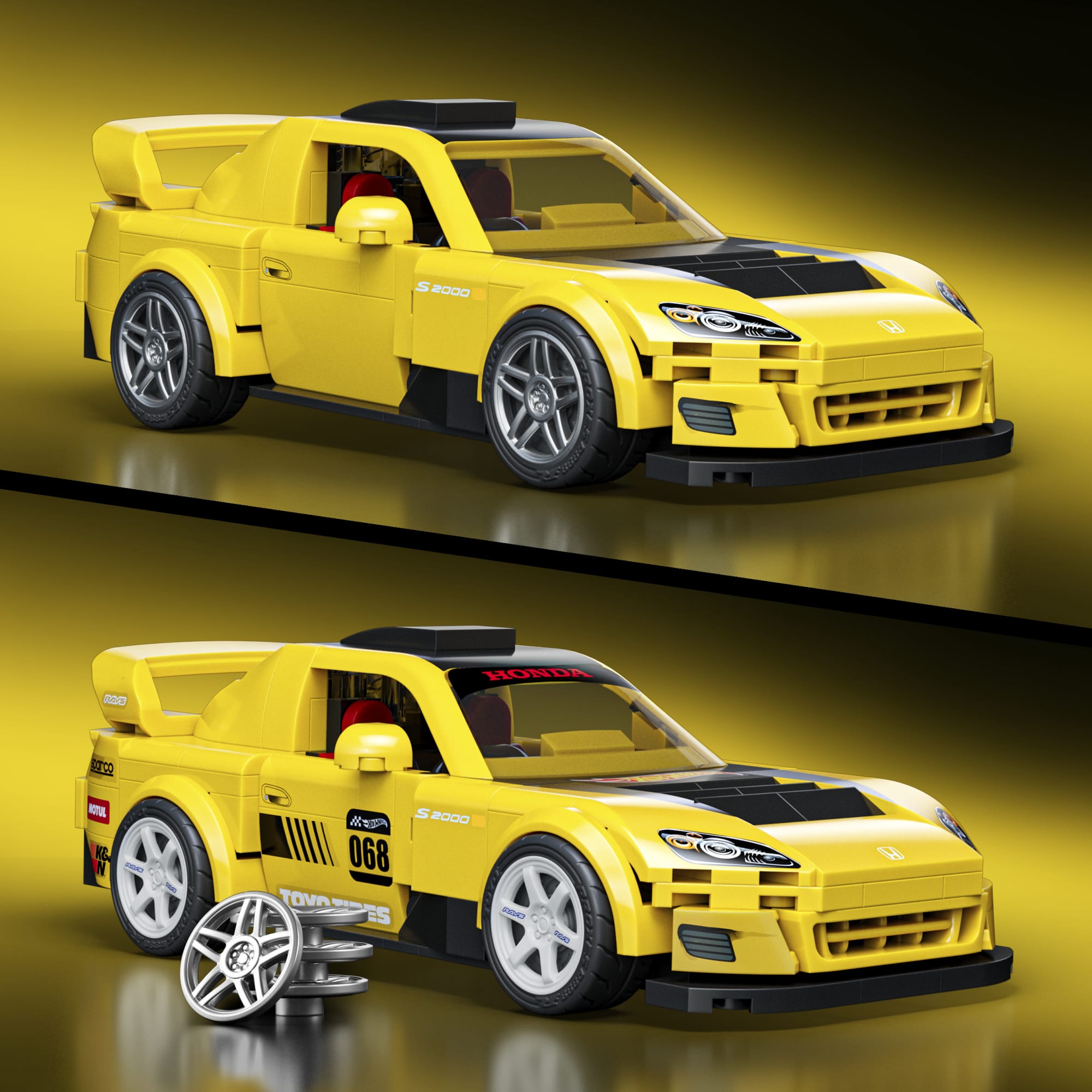 Mattel Brick Shop Hot Wheels ’07 Honda S2000 Building Toy Kit (257 Pieces), For Collectors | Mattel