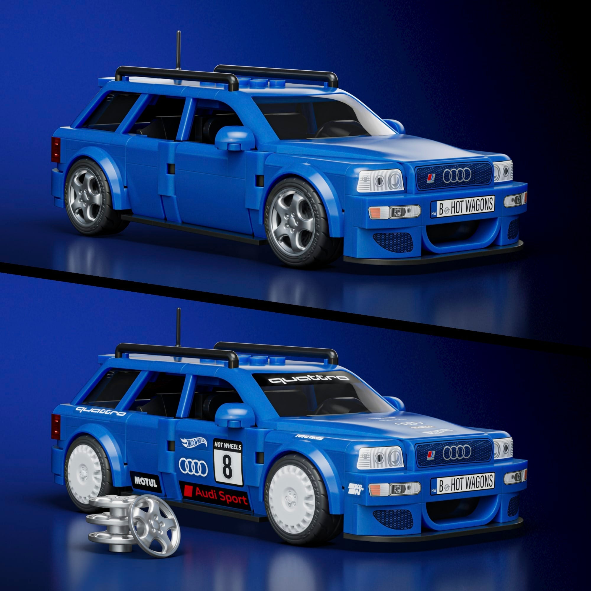 Mattel Brick Shop Hot Wheels Audi Avant RS2 Building Toy Kit (253 Pieces), For Collectors