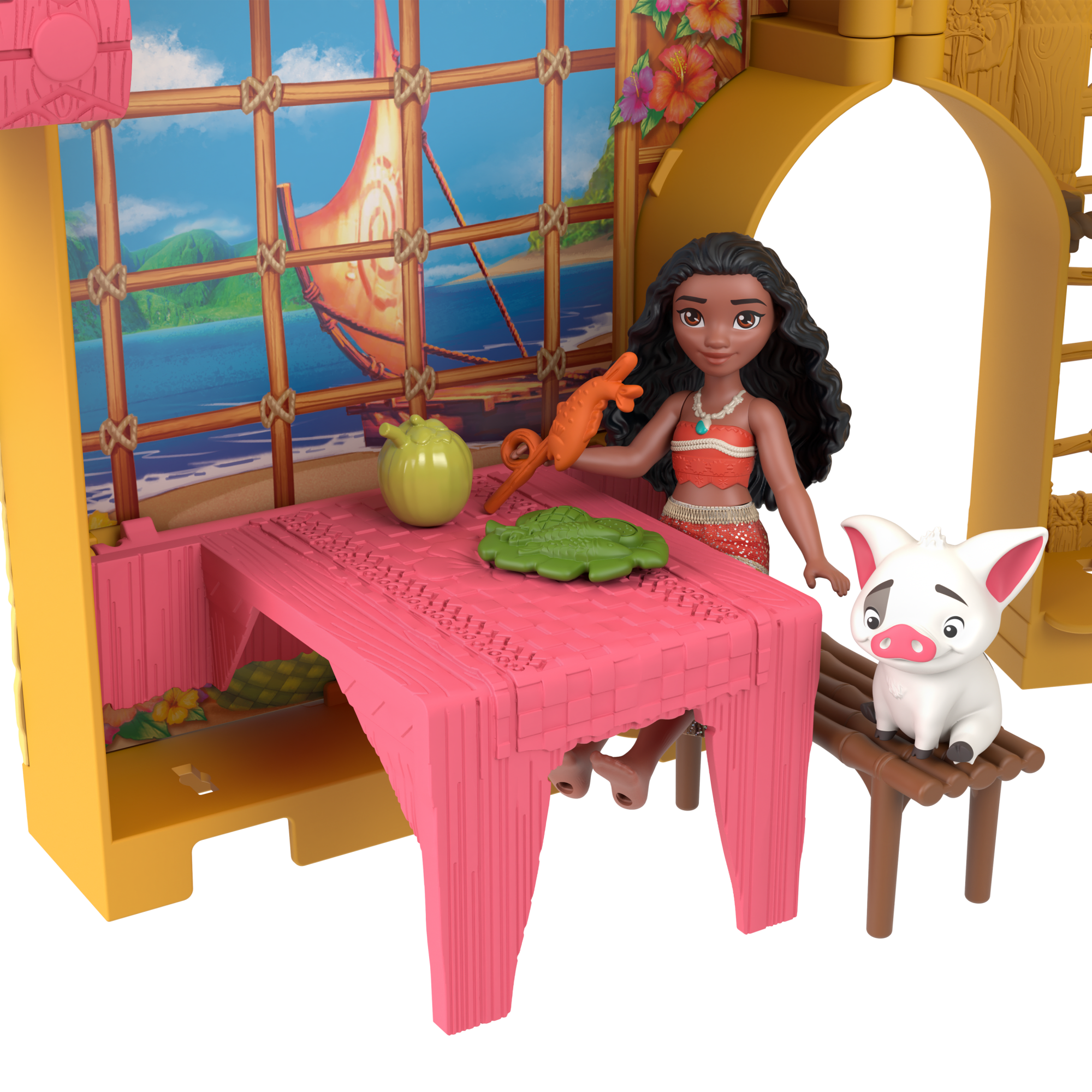 Disney Princess Moana's Island Home Stacking Doll House With Small Doll, Figures & 9 Play Pieces