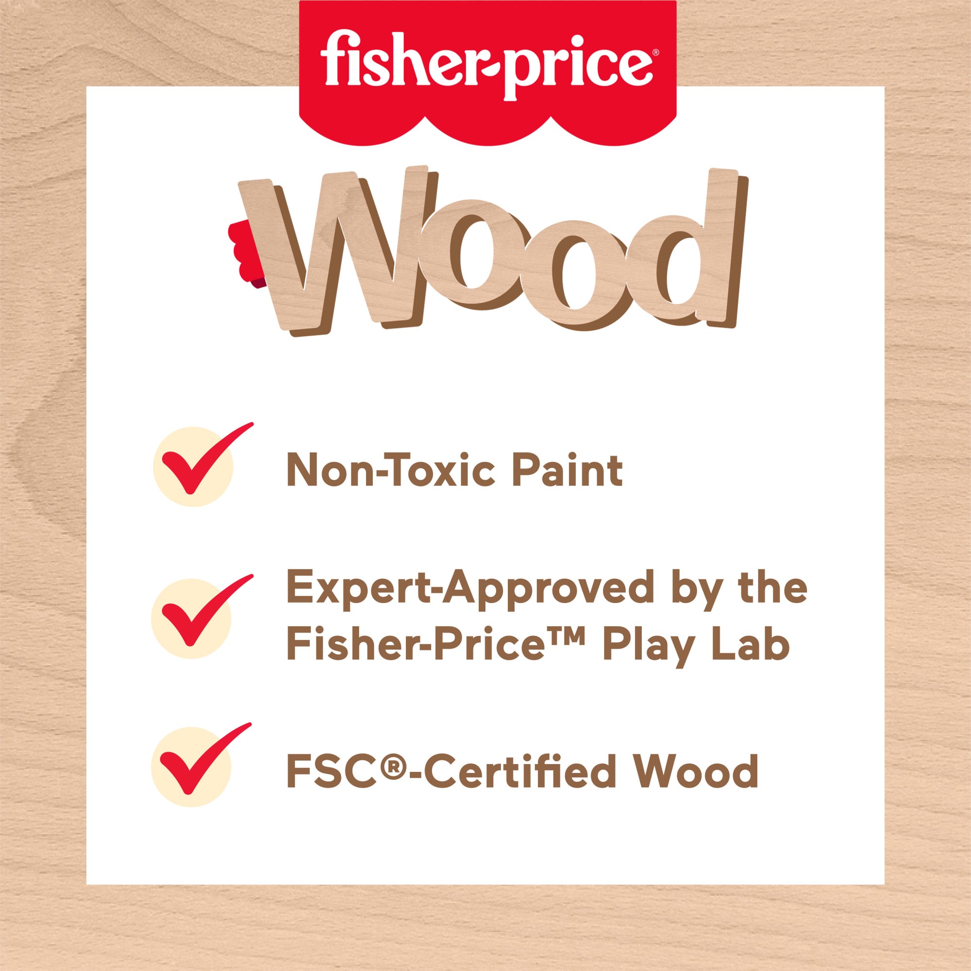 Fisher-Price Wooden Push Along Animals, Lion & Zebra Toy Vehicles For Baby Crawling Play