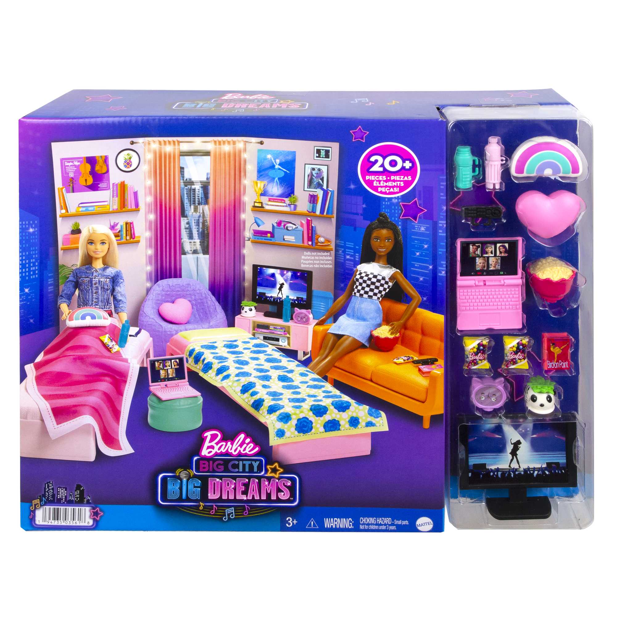 Barbie: Big City, Big Dreams Dorm Room Playset With Furniture & Accessories, 3 To 7 Years