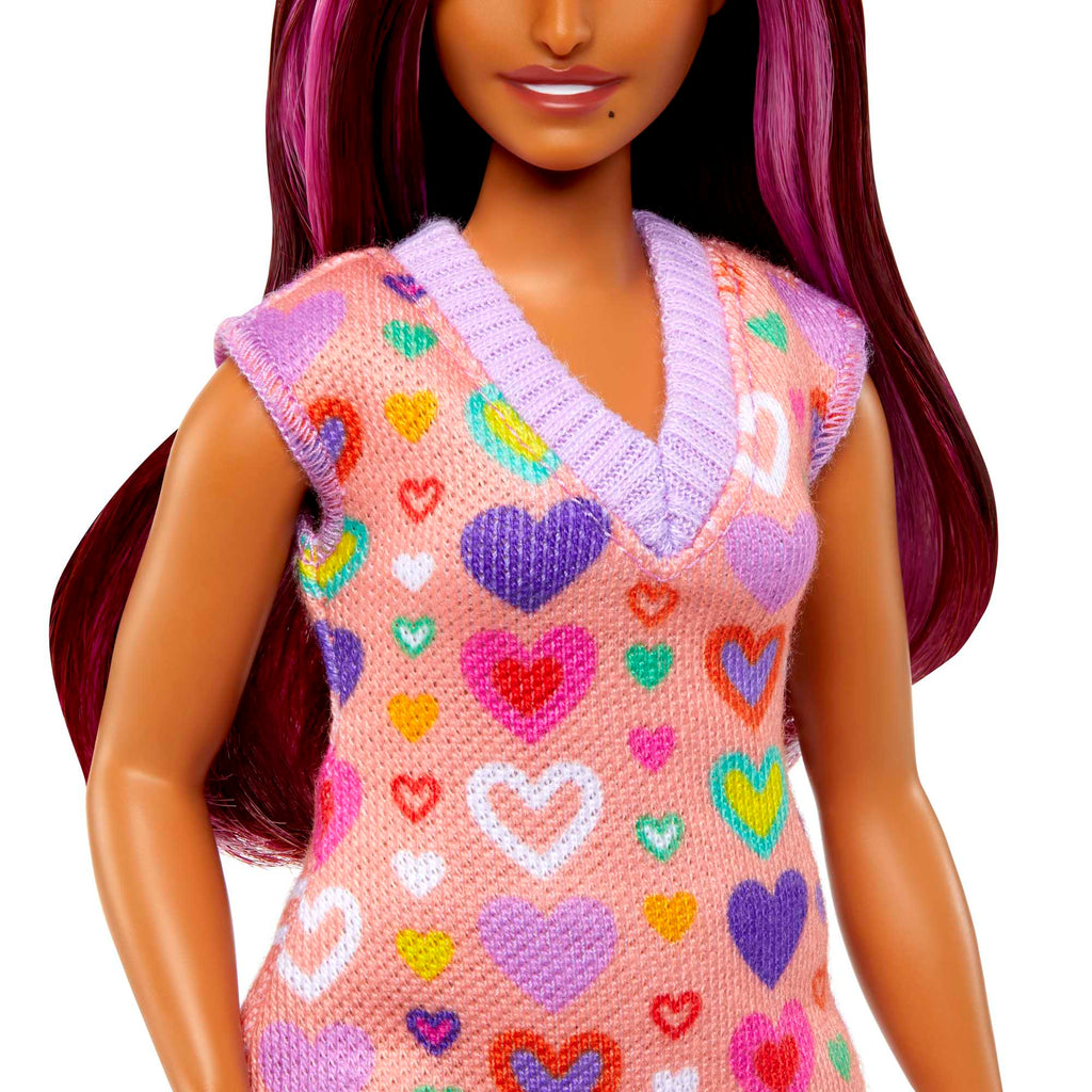 Barbie Fashionistas Doll #207 With Pink-Streaked Hair And Heart Dress
