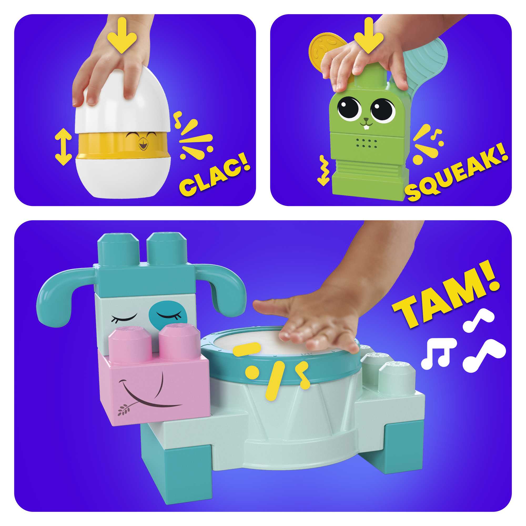 MEGA Bloks Fisher Price Musical Farm Band Sensory Block Toy (45 Pieces) For Toddler