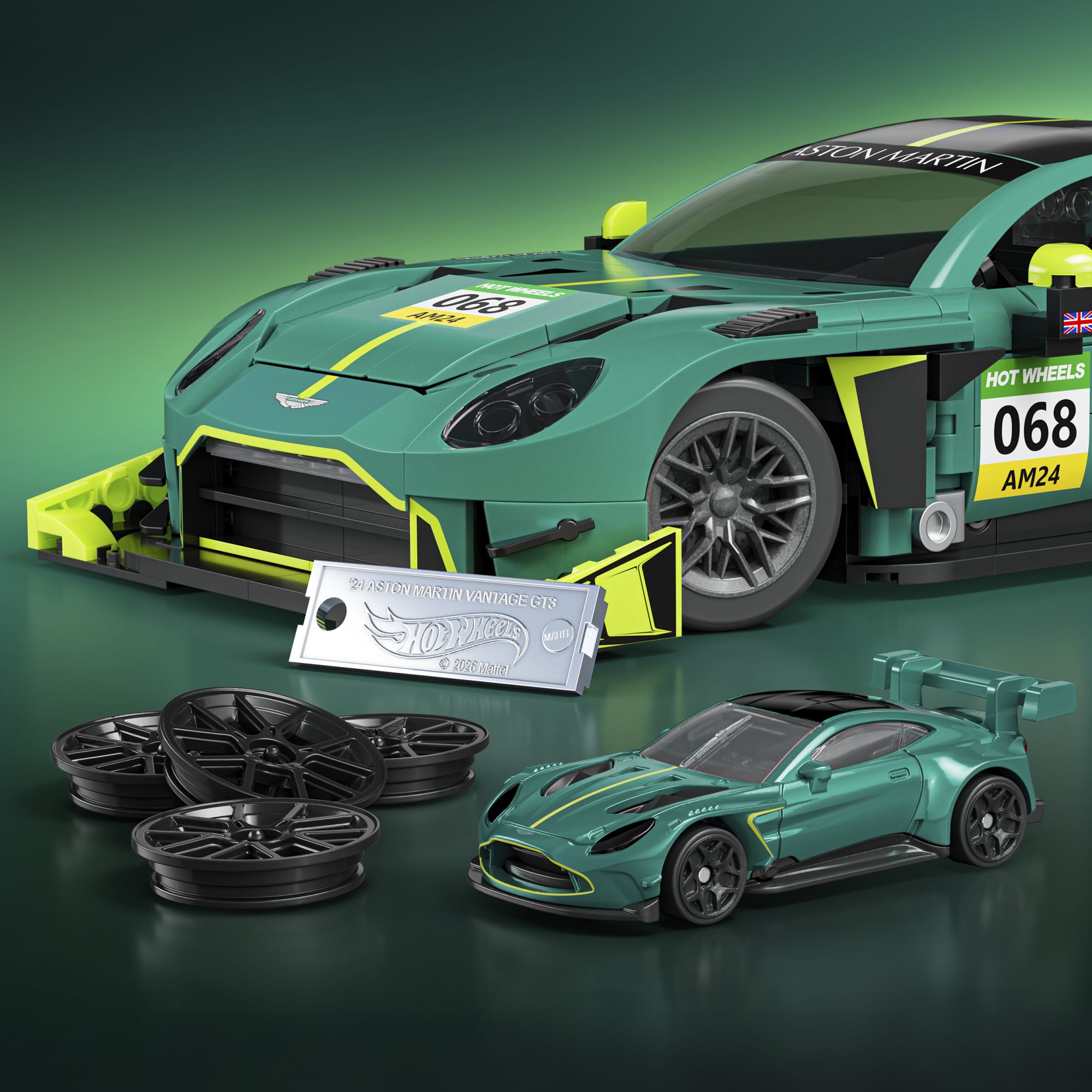 Mattel Brick Shop Hot Wheels ’24 Aston Martin Vantage Gt3 Building Toy Kit (793 Pieces), For Collectors