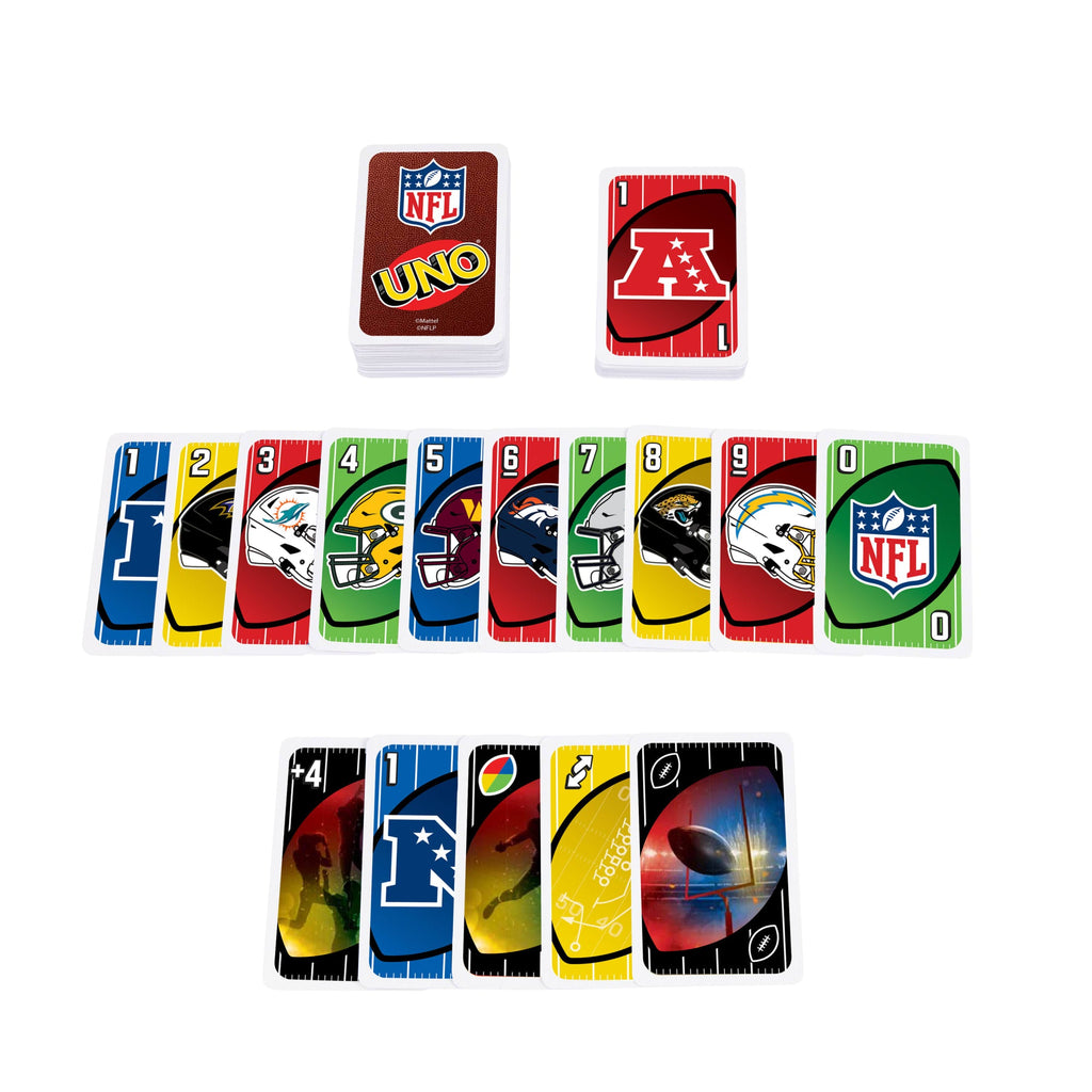UNO NFL Card Game in Storage & Travel Tin For Kids, Adults & Family Night, Features All 32 NFL Teams