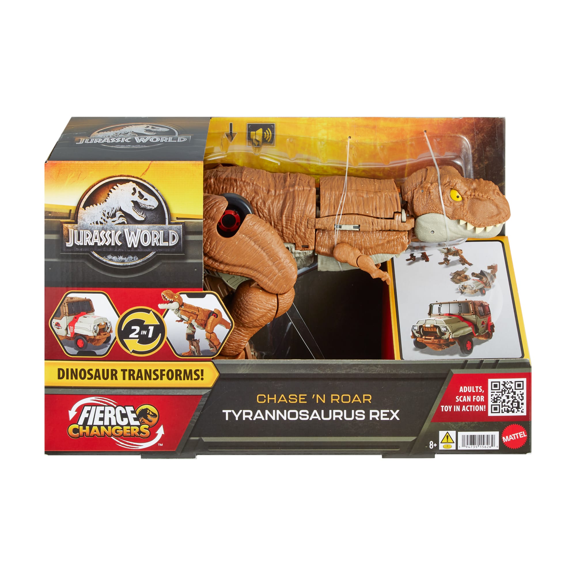 Jurassic World Transforming Toy, Tyrannosaurus T Rex Dinosaur To Truck, Chase N Roar
