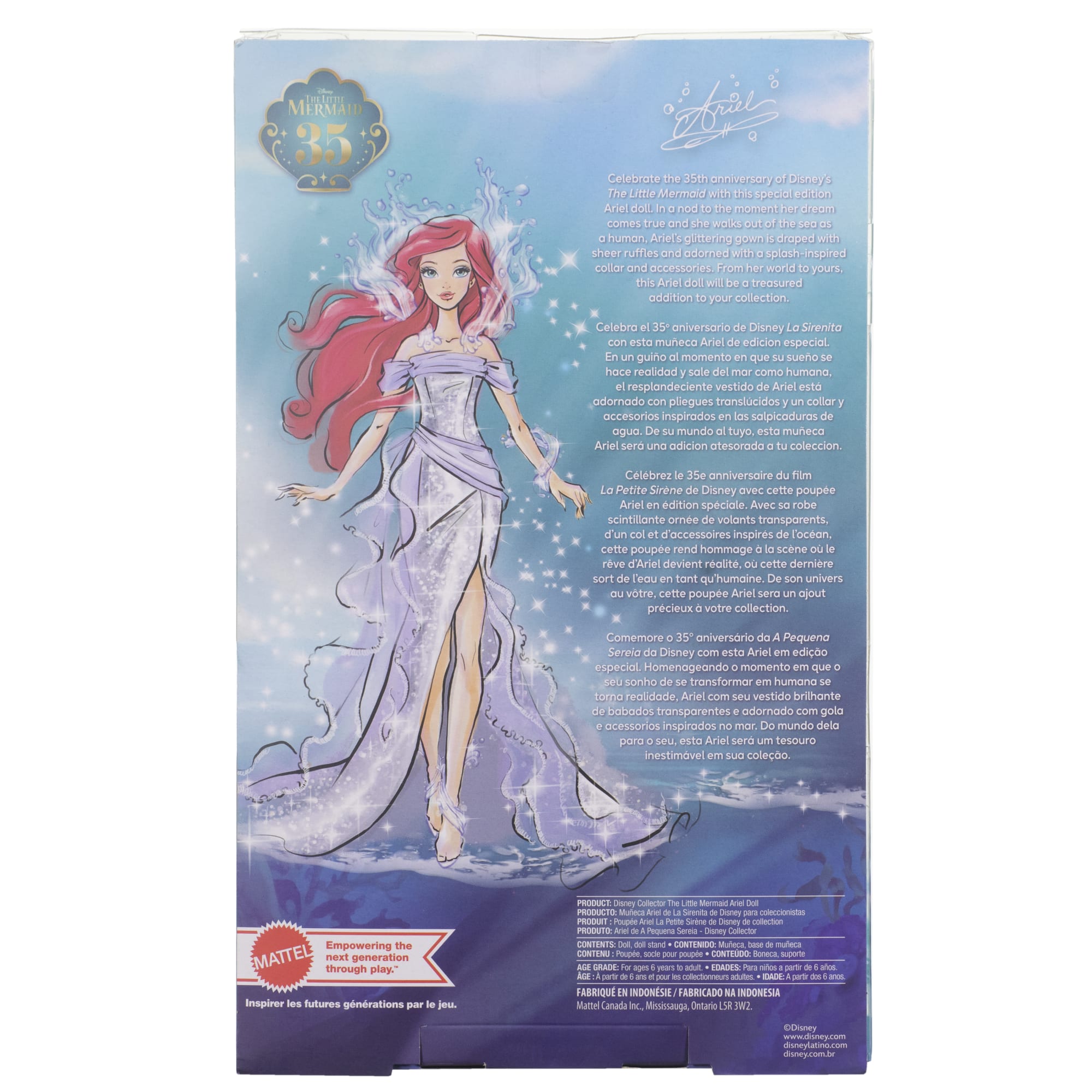 Disney Collector The Little Mermaid Ariel 35th Anniversary Doll, Gifts For Kids And Collectors