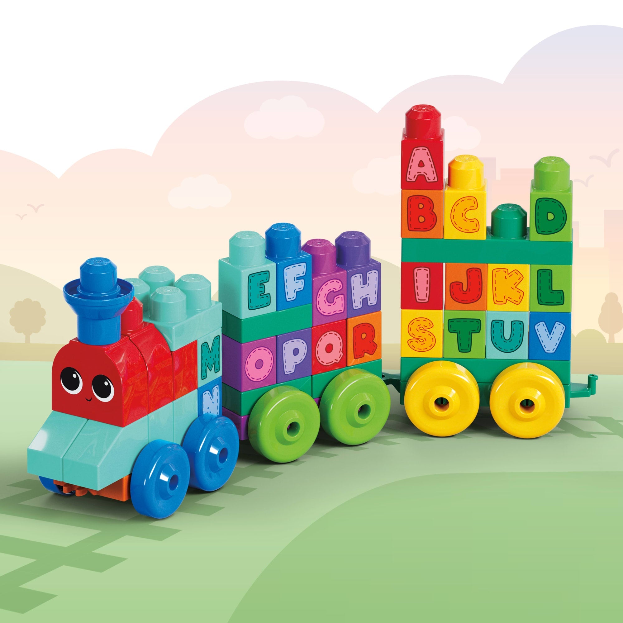 MEGA BLOKS ABC Learning Train Fisher Price Building Toy Blocks (60 Pieces) For Toddler