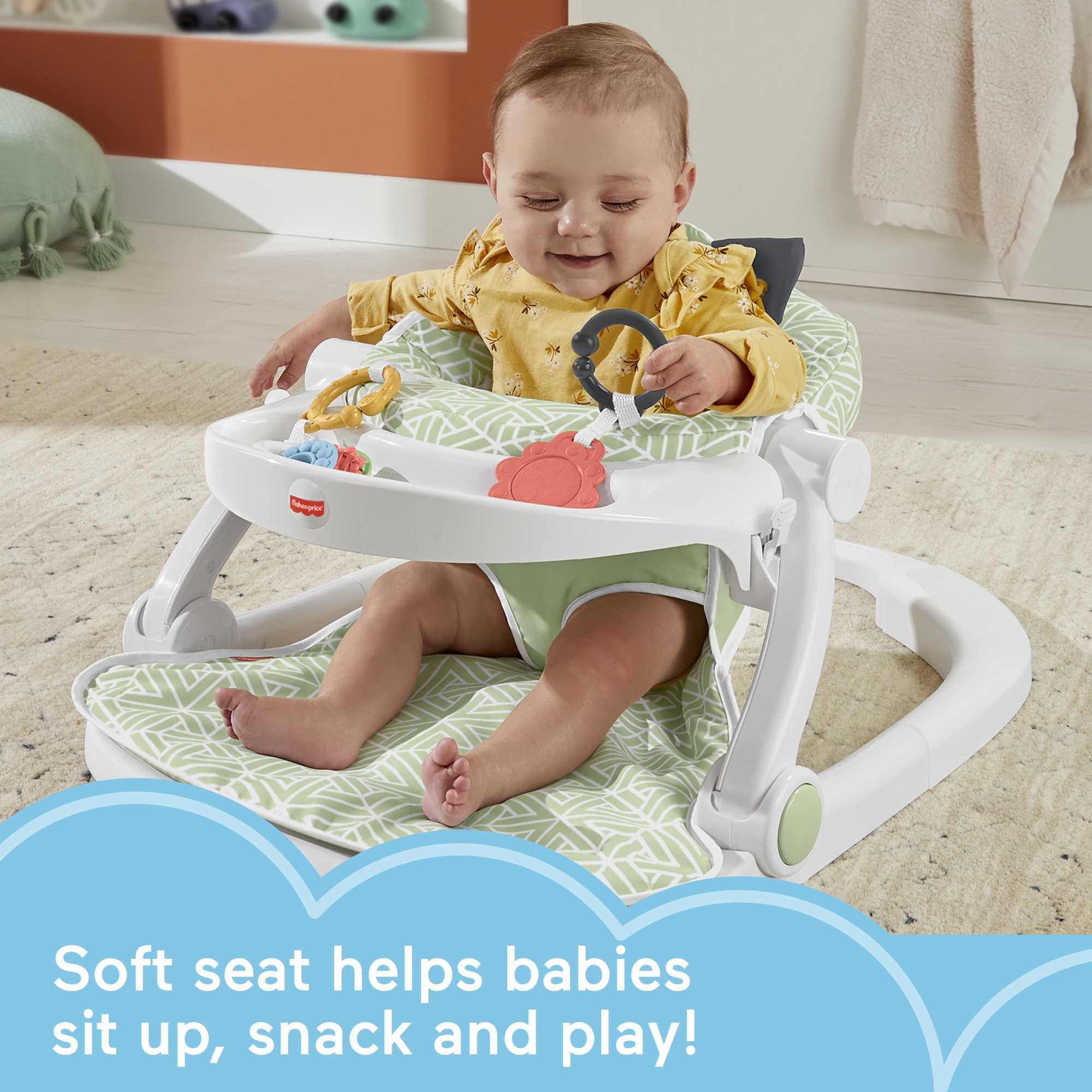 Fisher-Price Sit-Me-Up Seat Portable Baby Chair With Snack Tray And Newborn Toys, Puppy Perfection