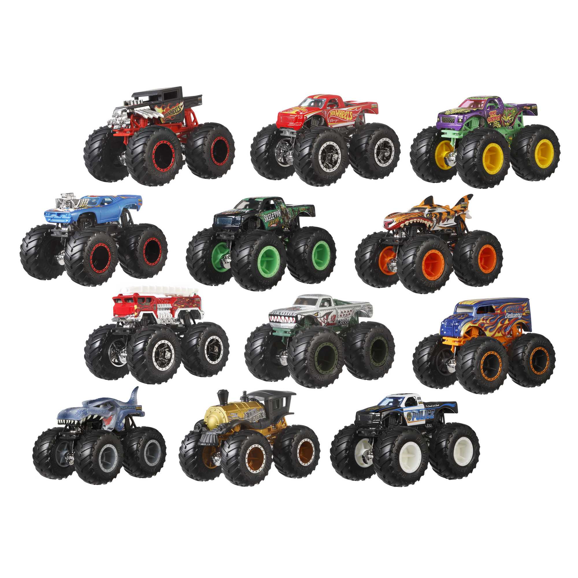 Hot Wheels Monster Trucks, Set Of 12 1:64 Die-Cast Toy Trucks For Kids