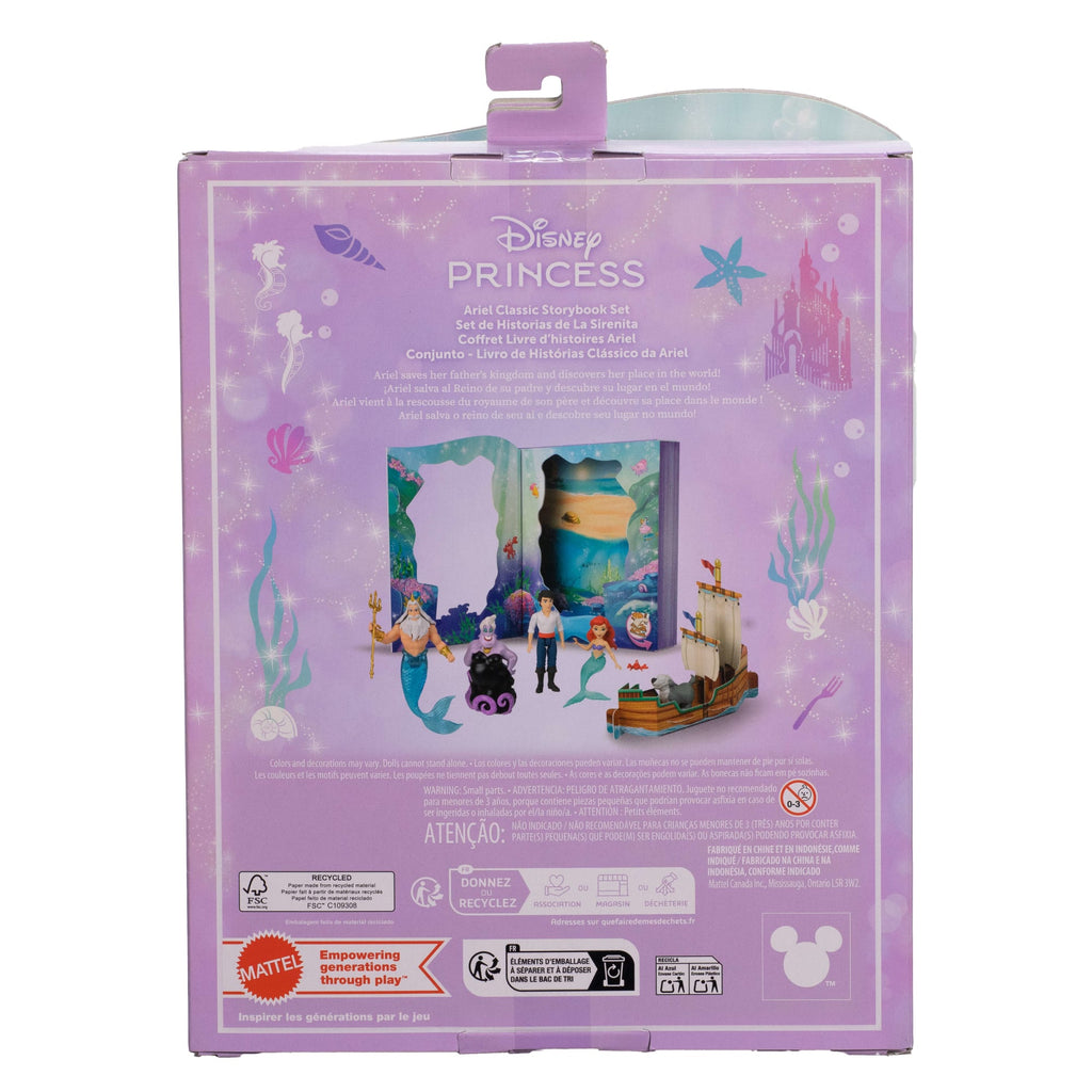 Disney Princess Ariel Mermaid Storybook Set With 4 Small Dolls, 2 Figures & 1 Accessory From Movie