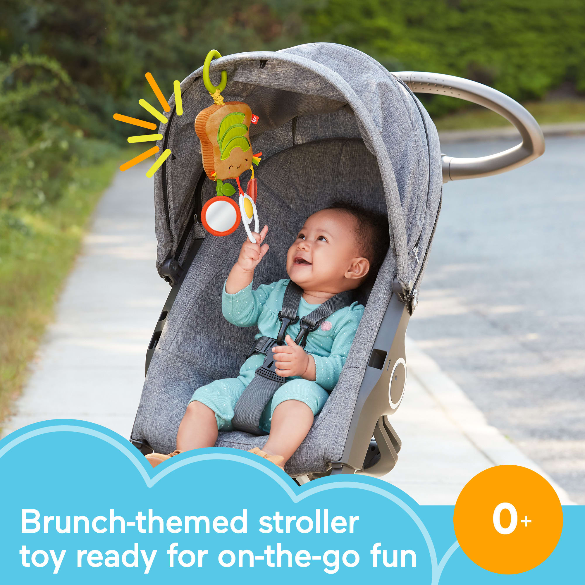 Fisher-Price Brunch & Go Avocado Toast infant Stroller Toy